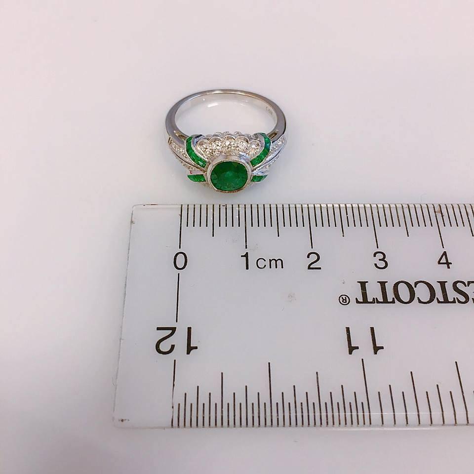 Women's Emerald Diamond Art Deco Style Ring
