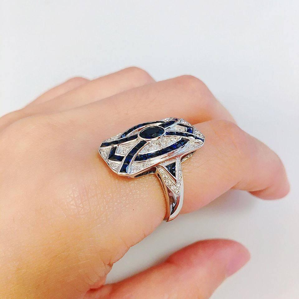 Modern Emilio Jewelry Diamond Sapphire Ring