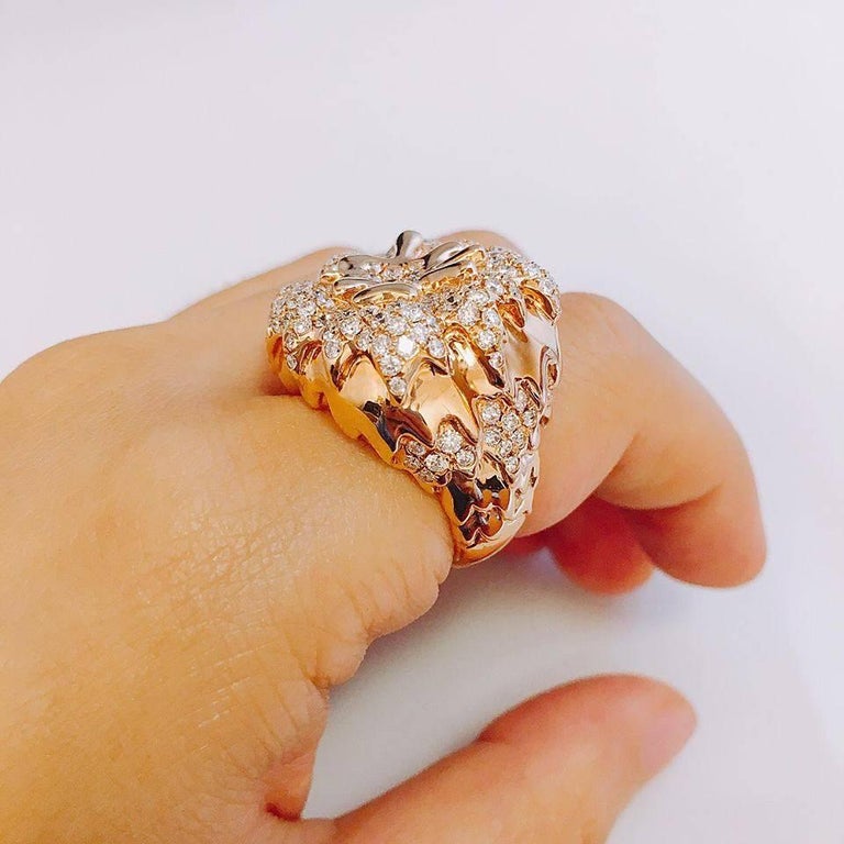 Emilio Jewelry Handmade Rose Gold Diamond Ring For Sale at 1stDibs