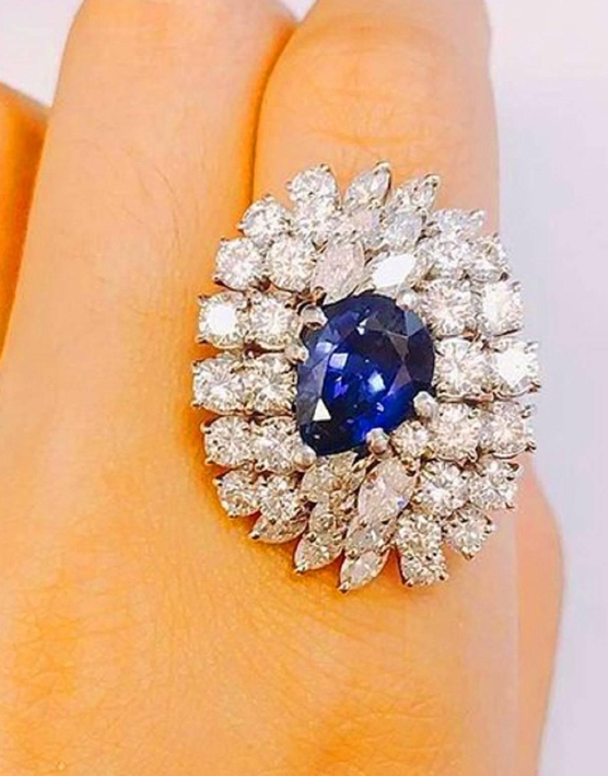 Modern Emilio Jewelry 8.00 Carat over the Top Sapphire Diamond Ring