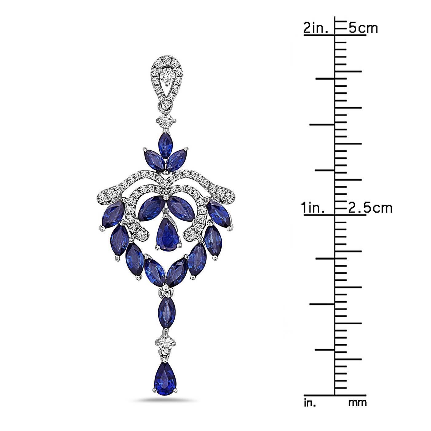 Modern Emilio Jewelry Fancy Shaped Sapphire Diamond Earrings