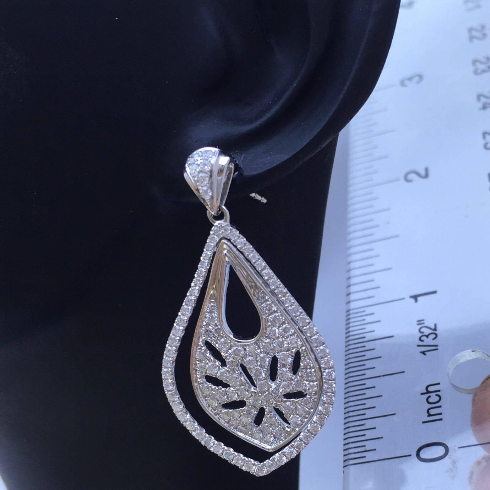 Micro Pave Diamond Gold Dangle Earrings In New Condition In New York, NY
