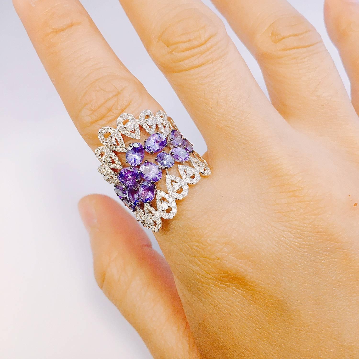 Modern Emilio Jewelry Gorgeous Wide Tanzanite Diamond Ring