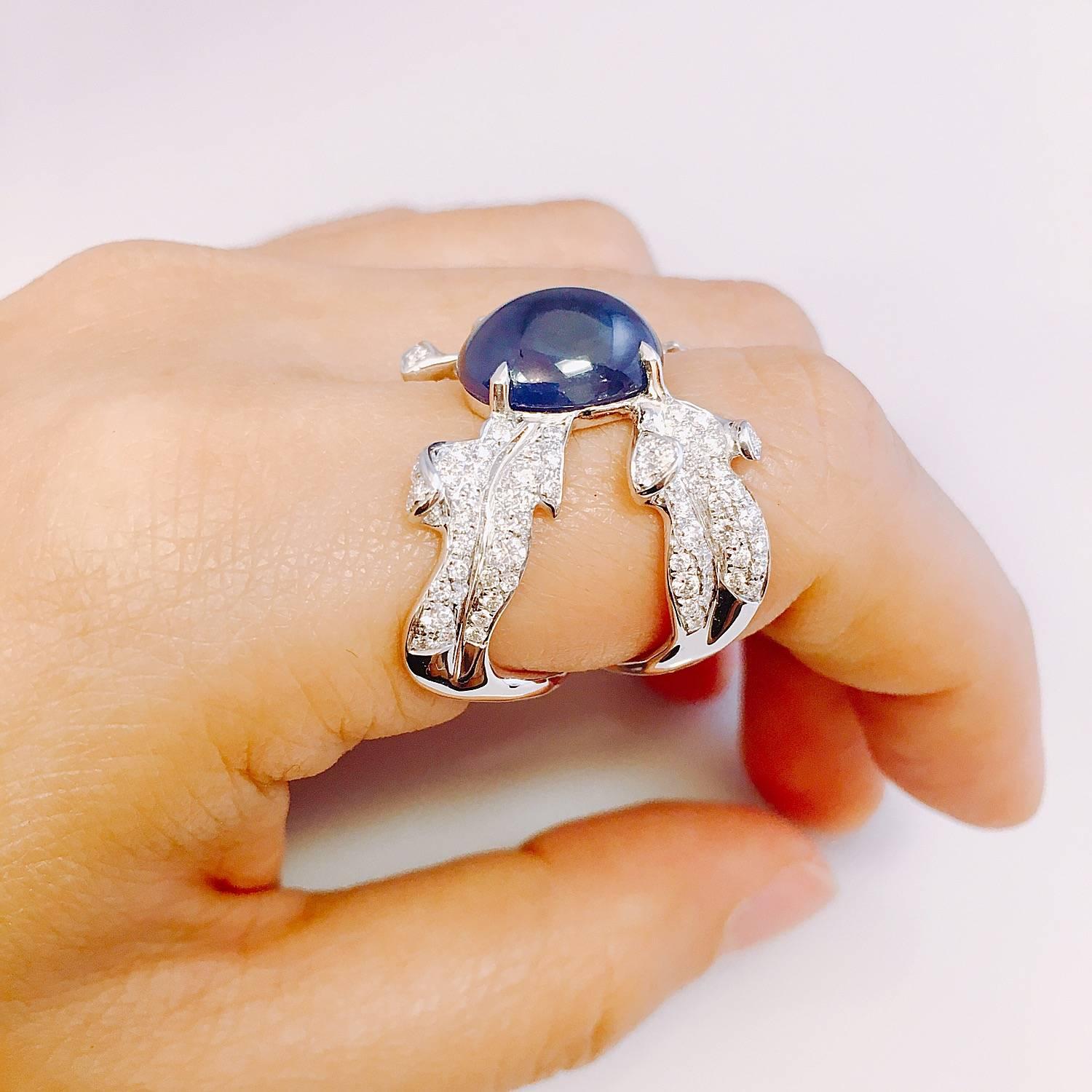 Modern Emilio Jewelry Sapphire Diamond Ring