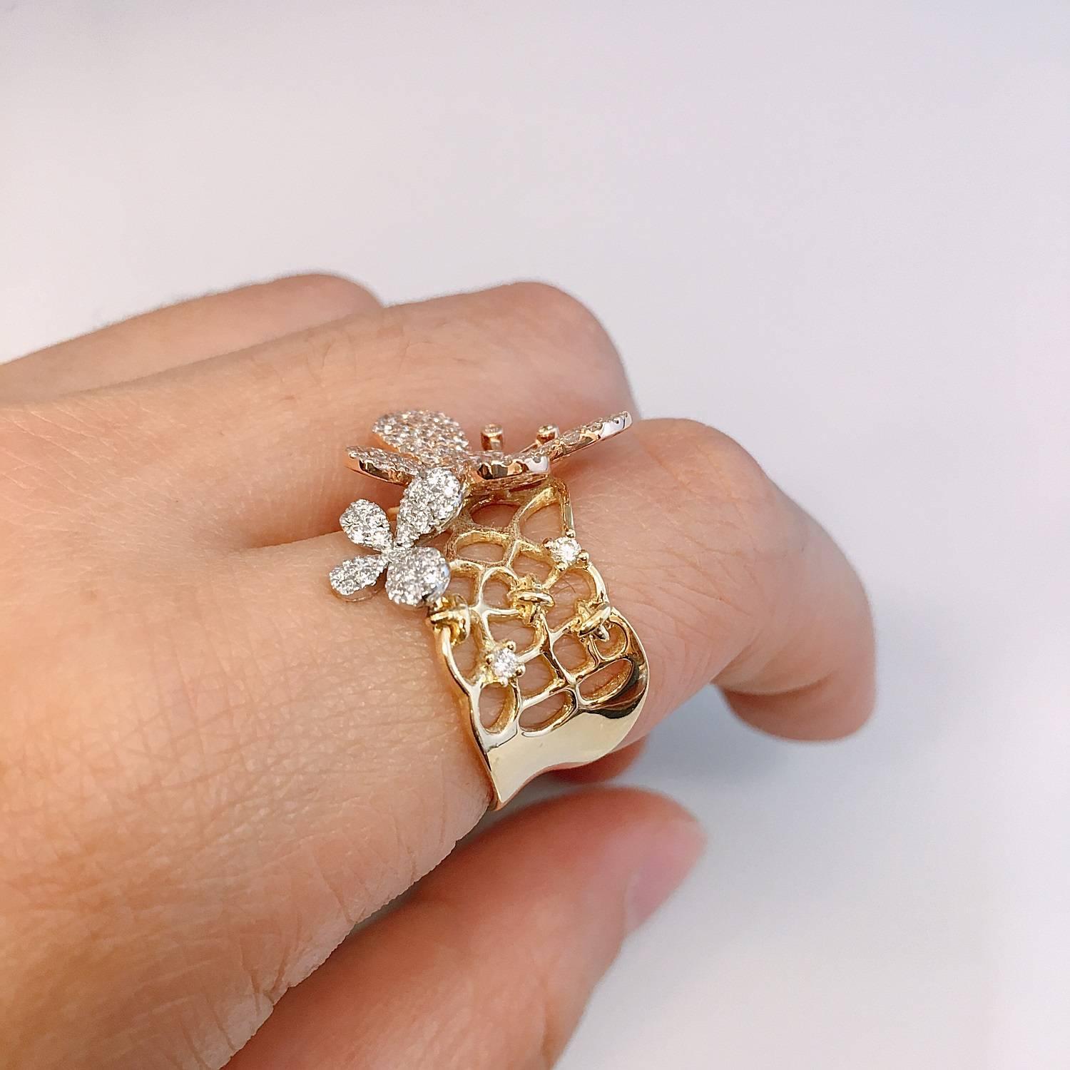 Modern Emilio Jewelry Butterfly Diamond Fashion Ring