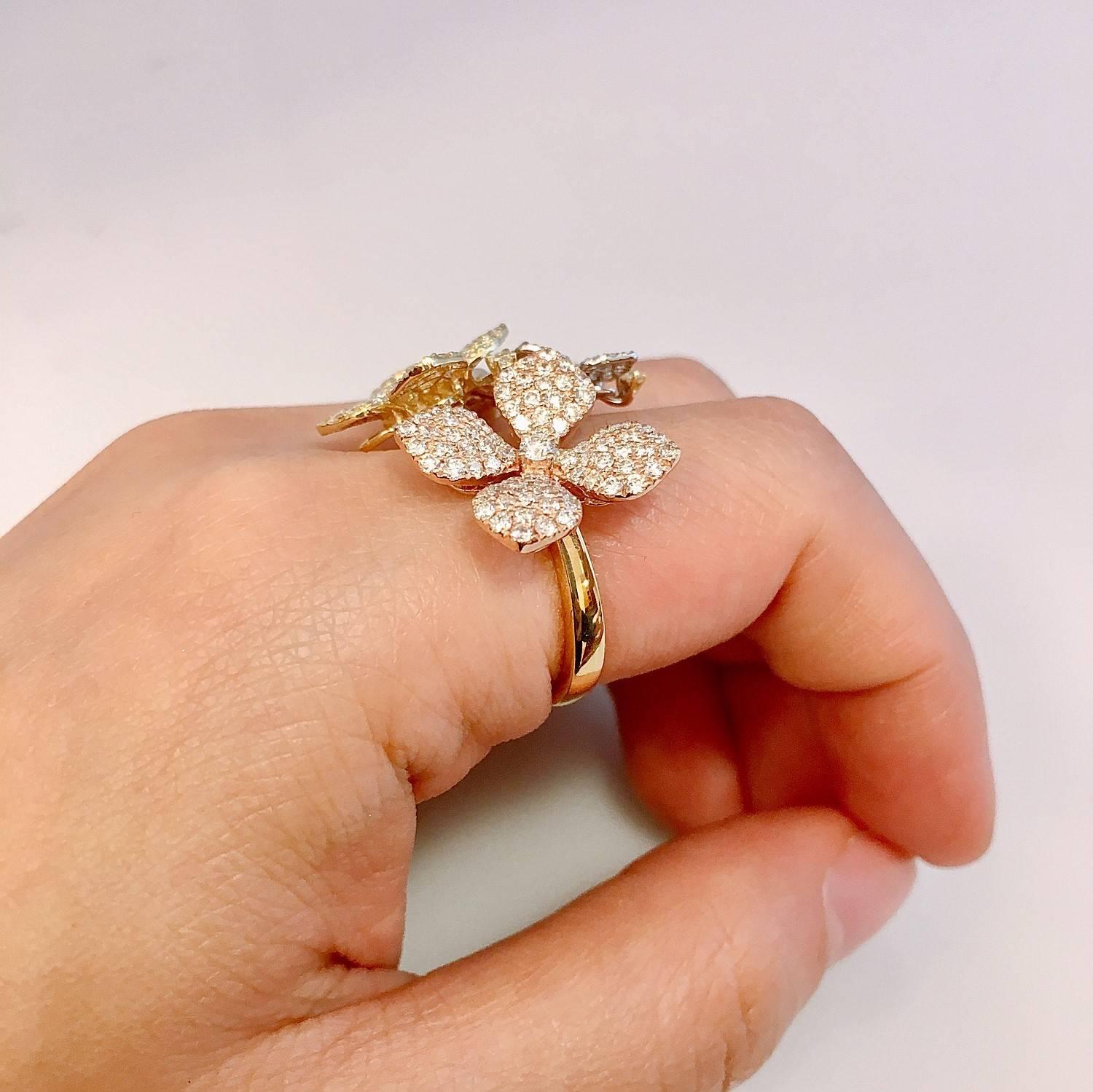 Modern Emilio Jewelry Flower Diamond Ring