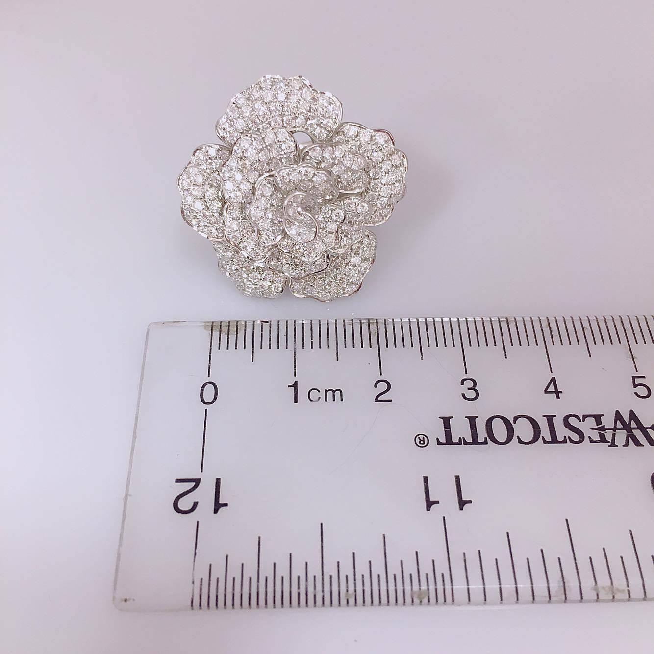 Micro Pave Diamond Flower Ring In New Condition In New York, NY