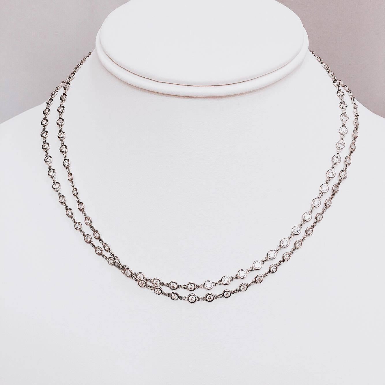 Modern 6.05 Carat Link to Link Diamond by the Yard Necklace 34 Inches Long