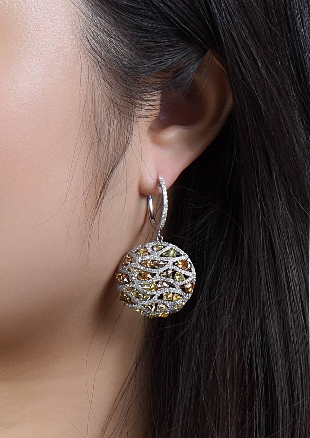Modern Emilio Jewelry Fancy Colored Diamond Earrings