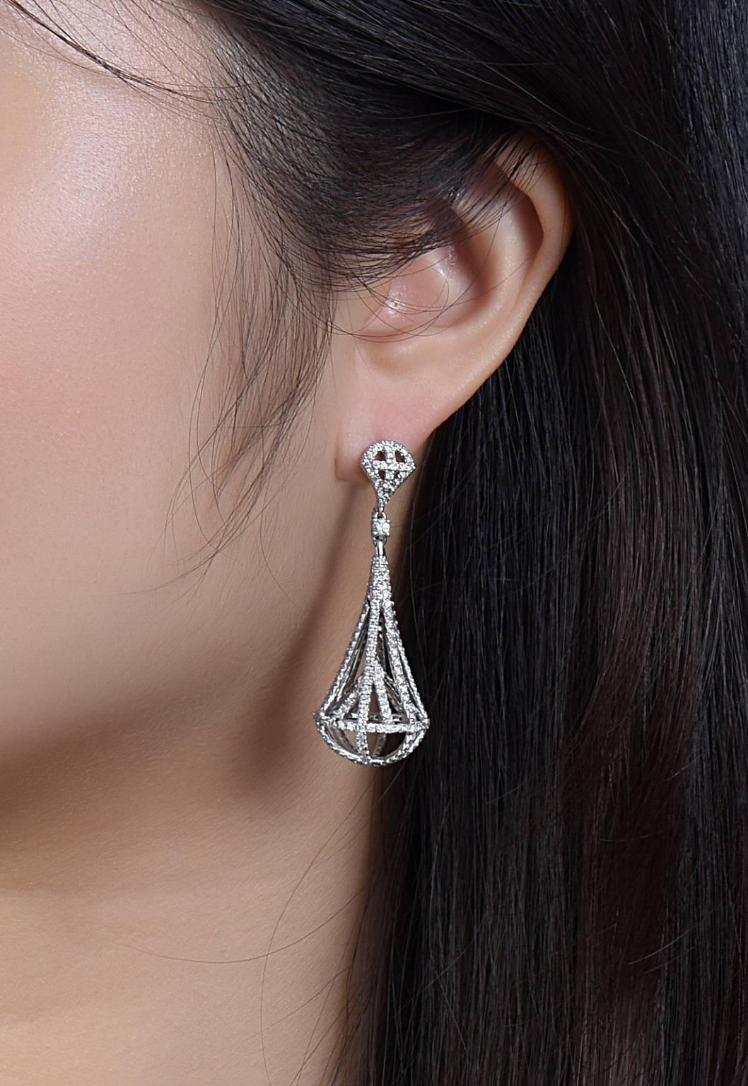 Modern Emilio Jewelry Diamond Lantern  Earrings