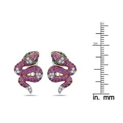 Ruby Diamond Snake Earrings