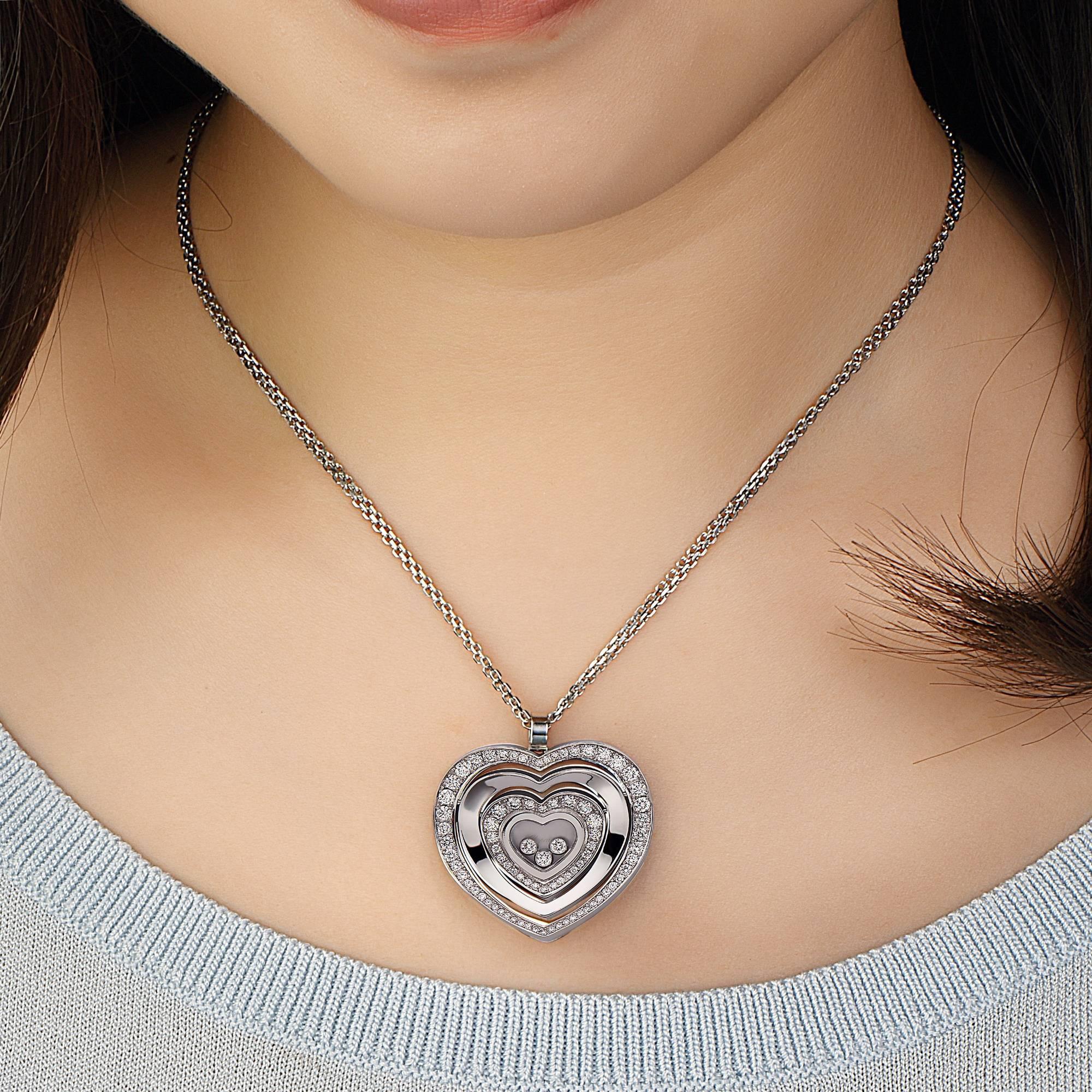 Modern Emilio Jewelry Chopard Diamond Heart Necklace