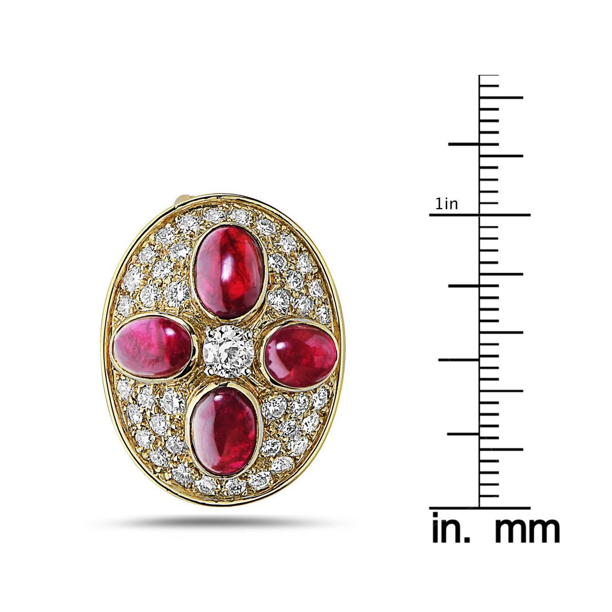 Modern Emilio Jewelry Ruby Diamond Earring Pin Set