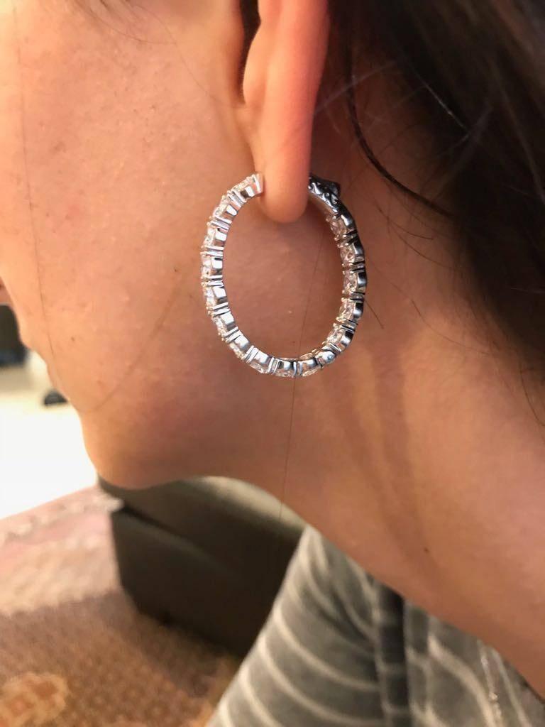 Emilio Jewelry .40 Carat Each Diamond Inside Out Oval Diamond Hoops 1