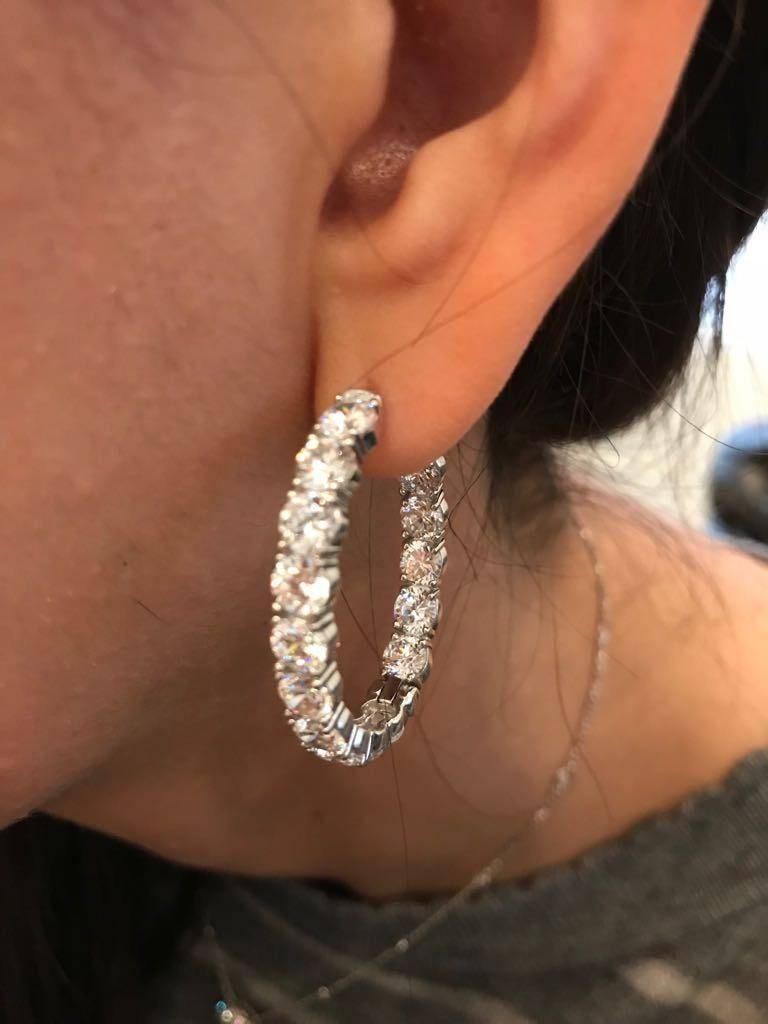 Emilio Jewelry .40 Carat Each Diamond Inside Out Oval Diamond Hoops 3