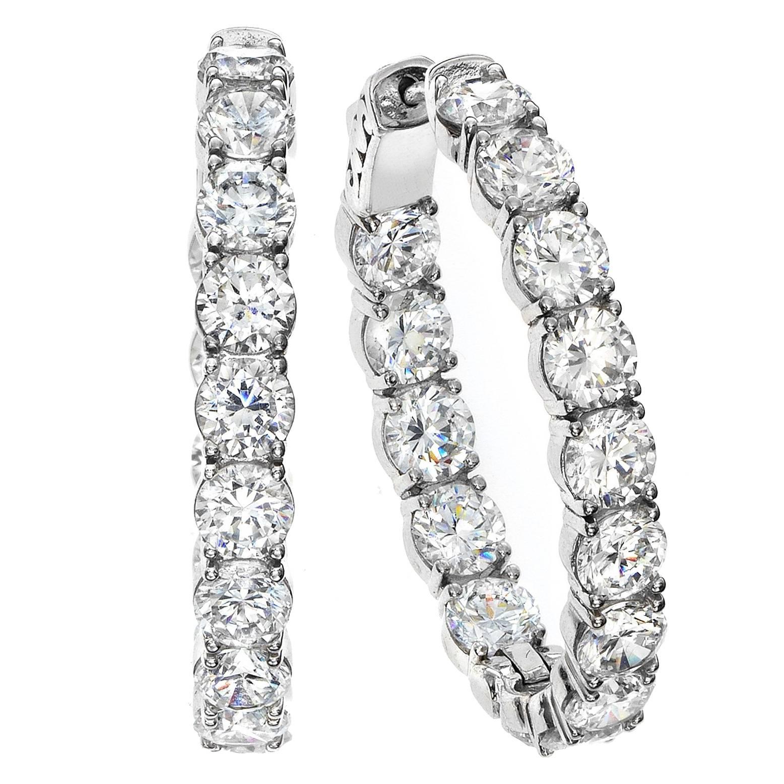 Emilio Jewelry .15 Carat Each Diamond Inside Out Diamond Gold Hoops Earrings