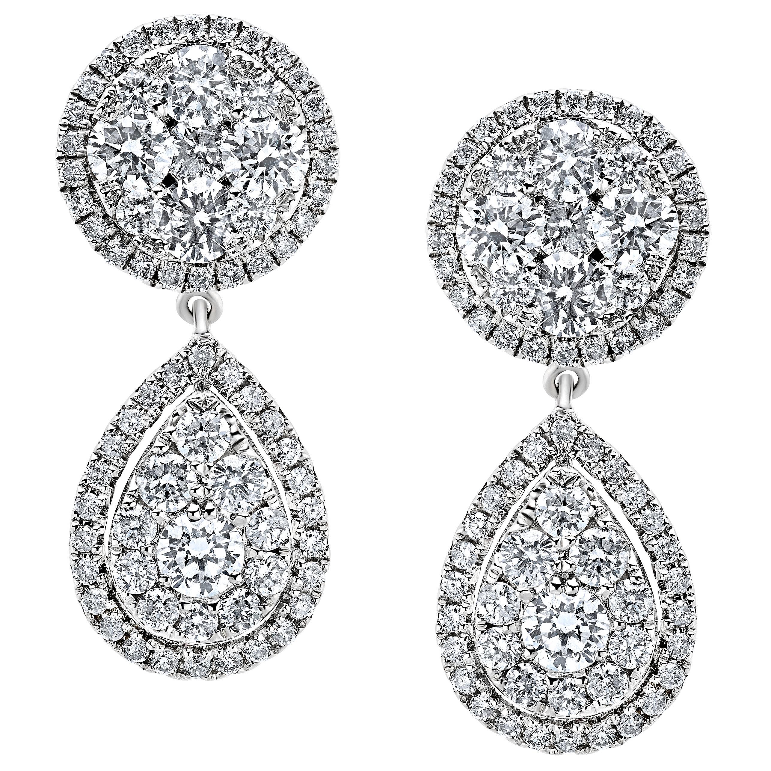 Emilio Jewelry Pear Drop Diamond Earrings For Sale