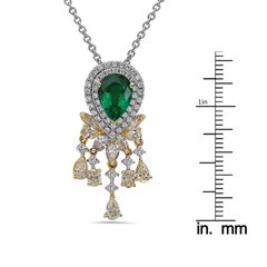 Emilio Jewelry 4.53 Carat Pear Shape Emerald Yellow Diamond Necklace