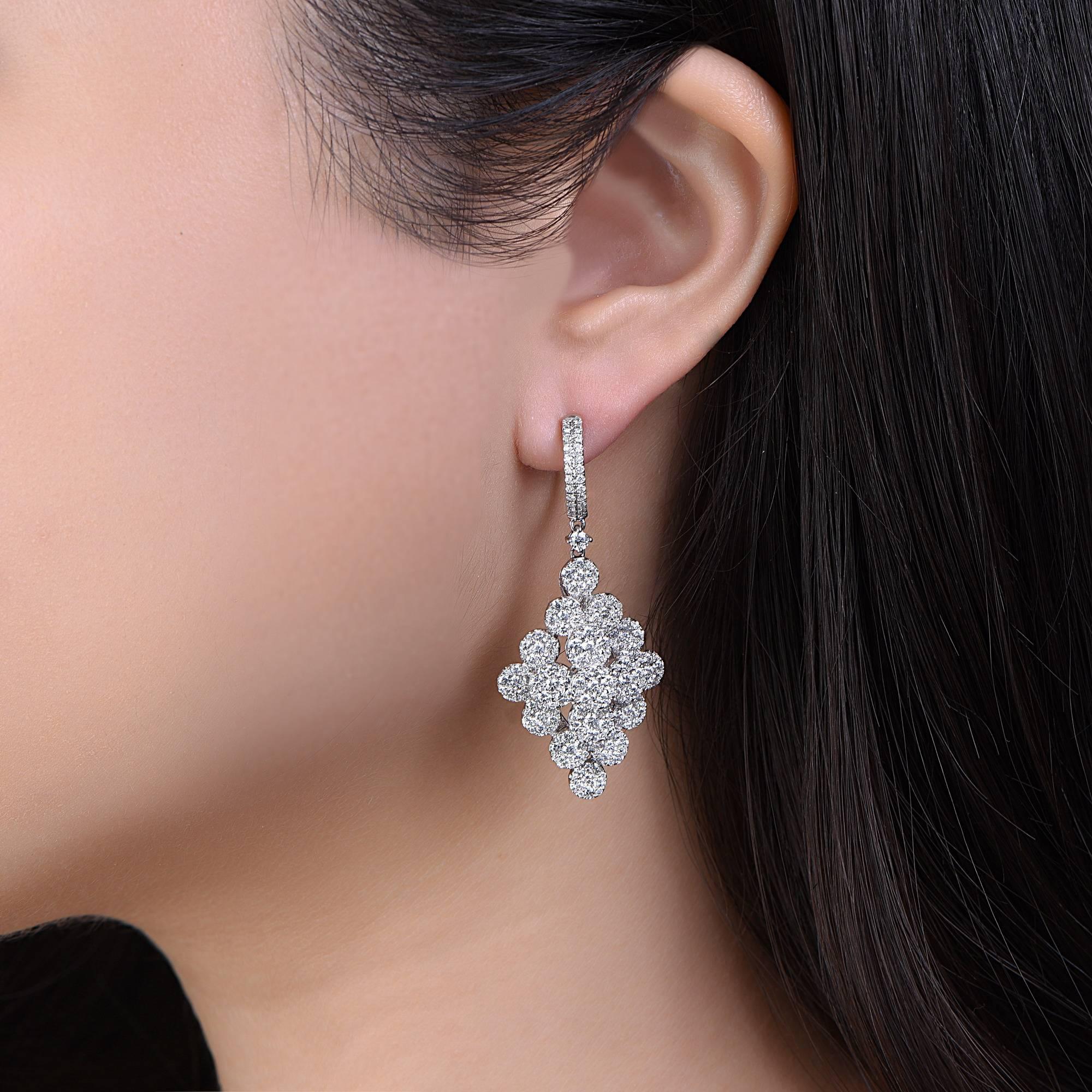 Modern Emilio Jewelry 5.60 Carat Pave Drop Diamond Earrings