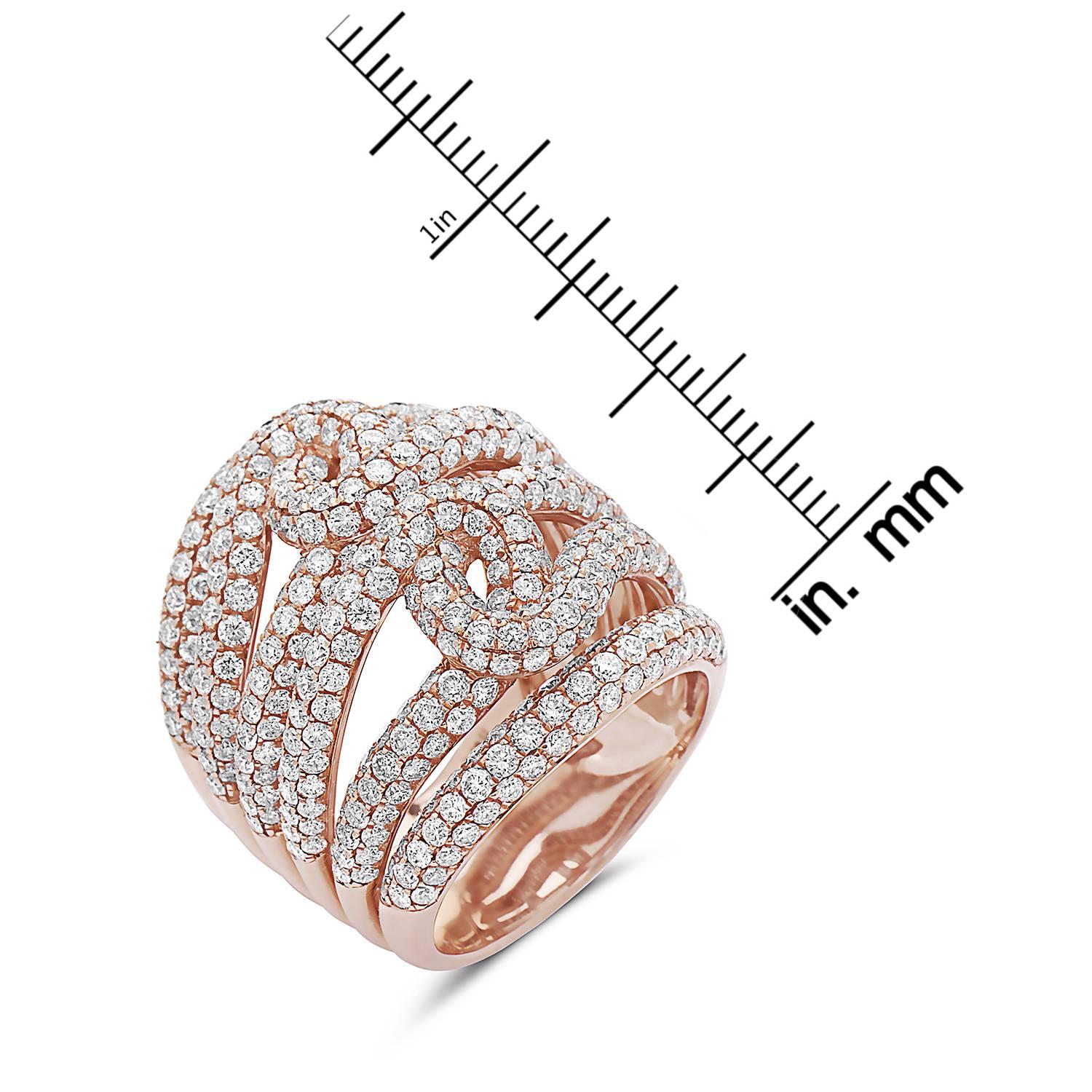 Modern Emilio Jewelry 4.78 Carat 18 Karat Rose Gold Micro Pave Ring