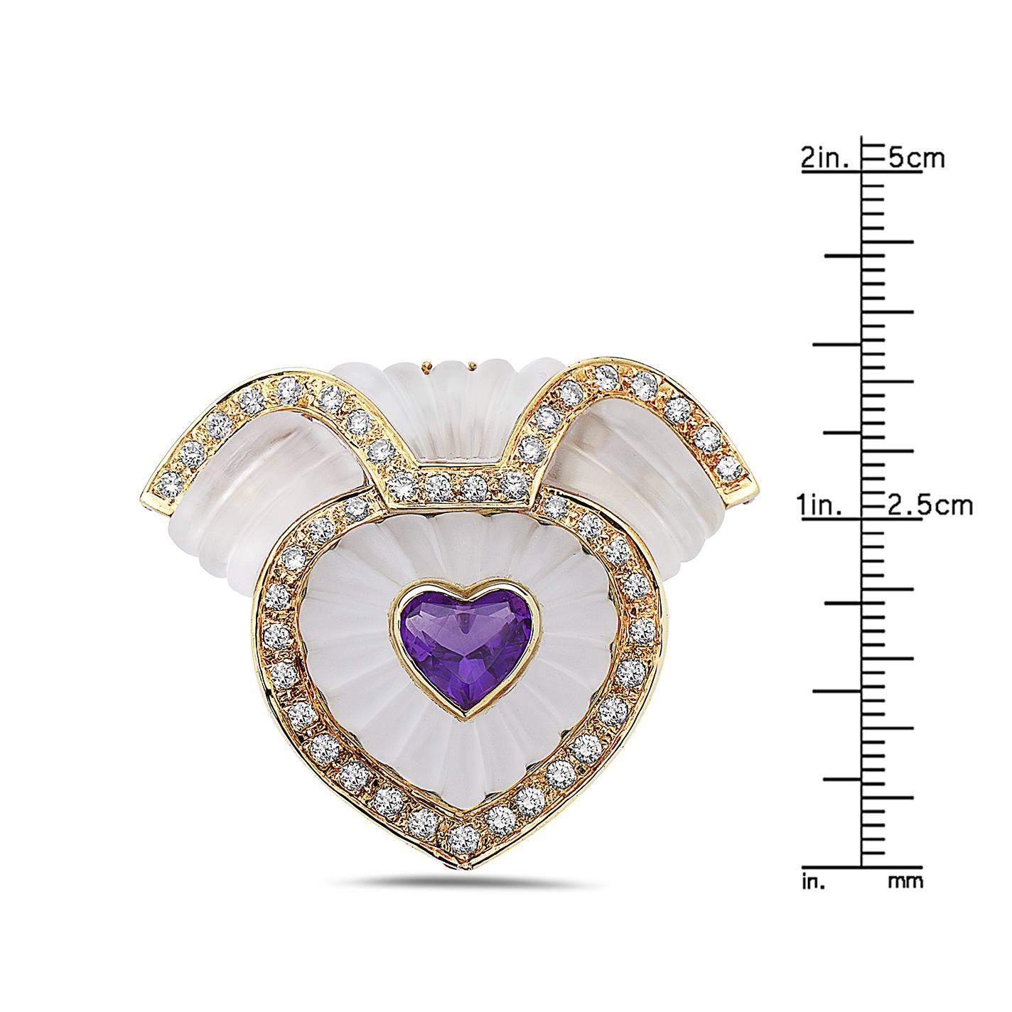 Modern Emilio Jewelry Diamond Heart Brooch