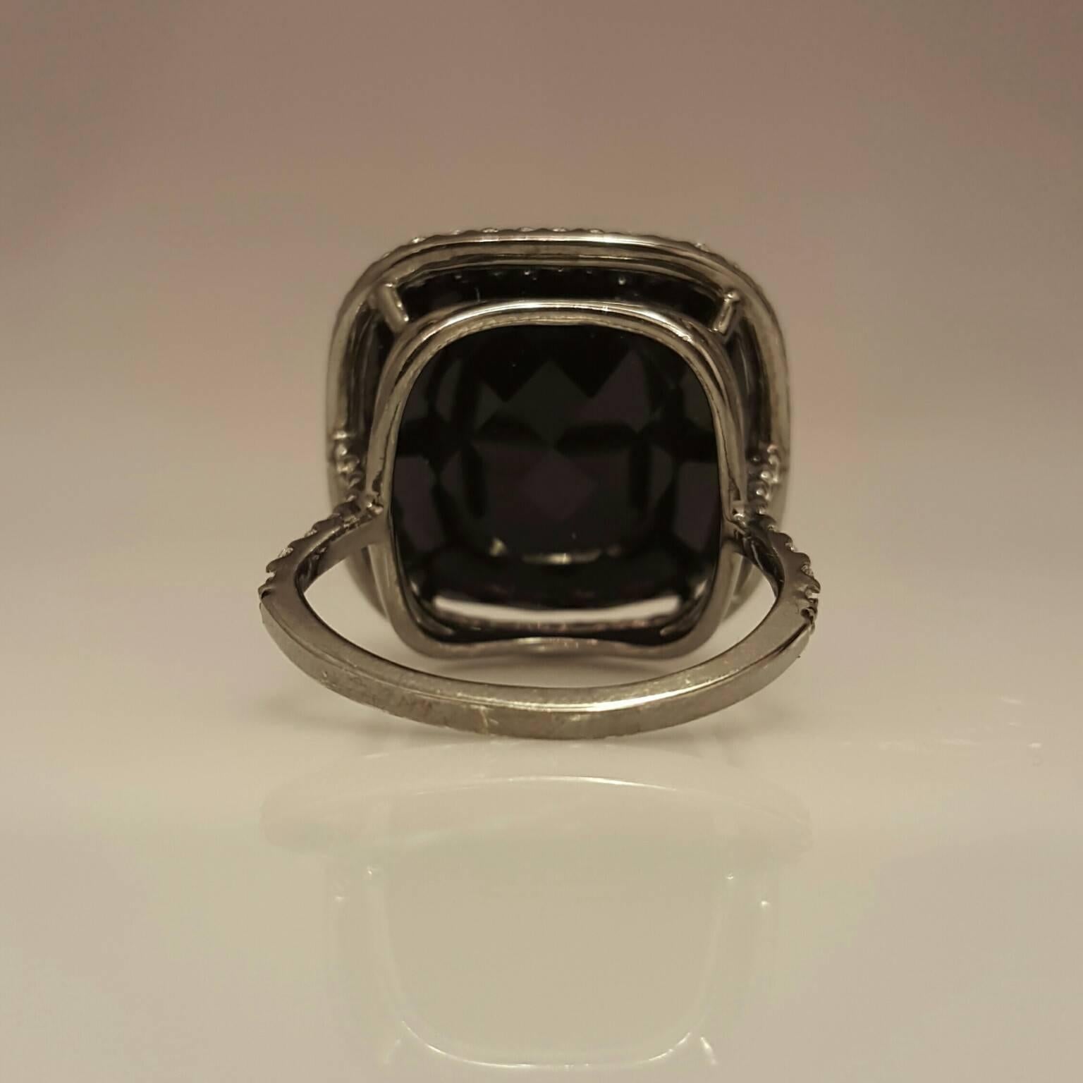 Contemporary Black Spinel Diamond Gold Ring