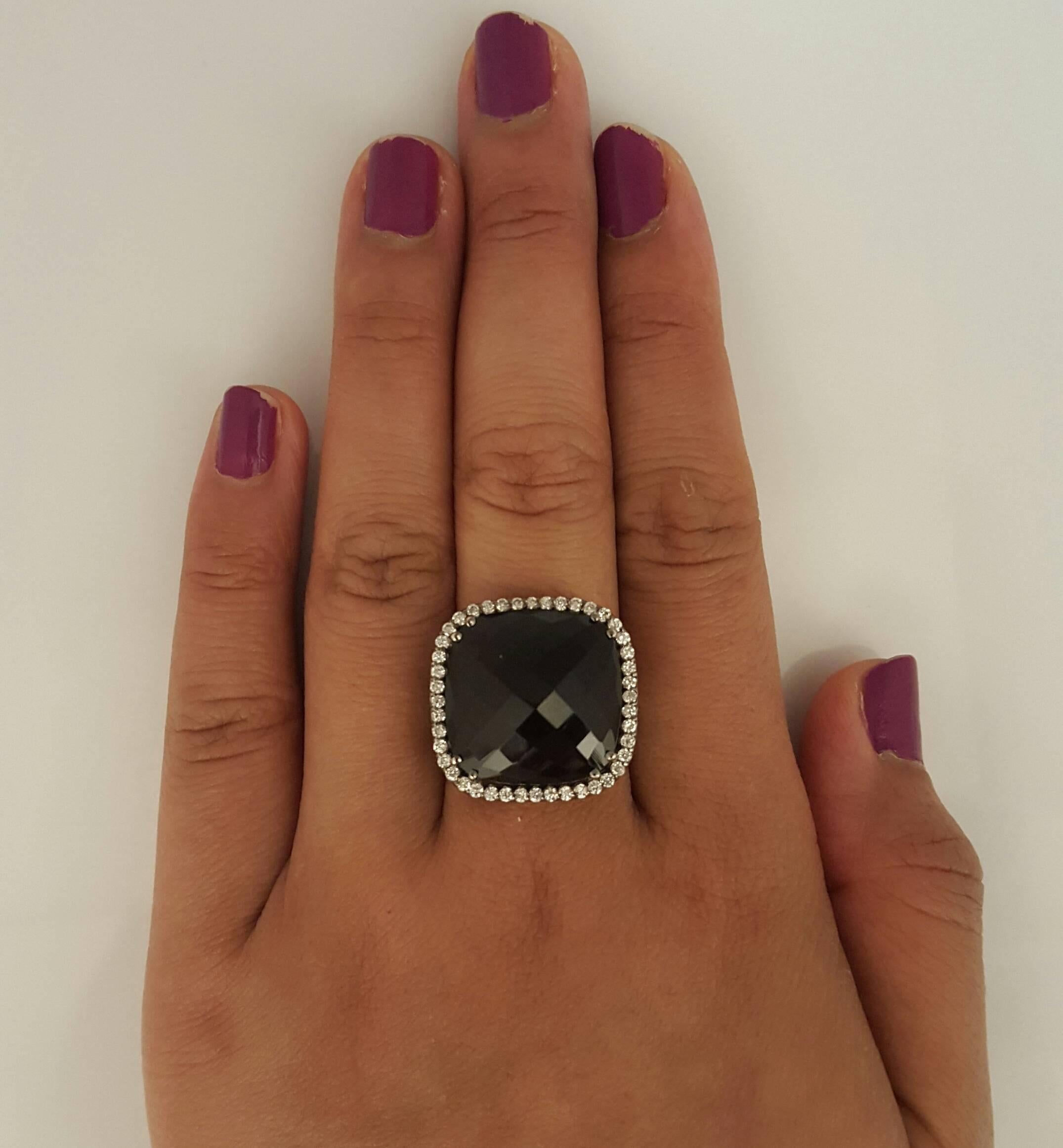 Women's Black Spinel Diamond Gold Ring