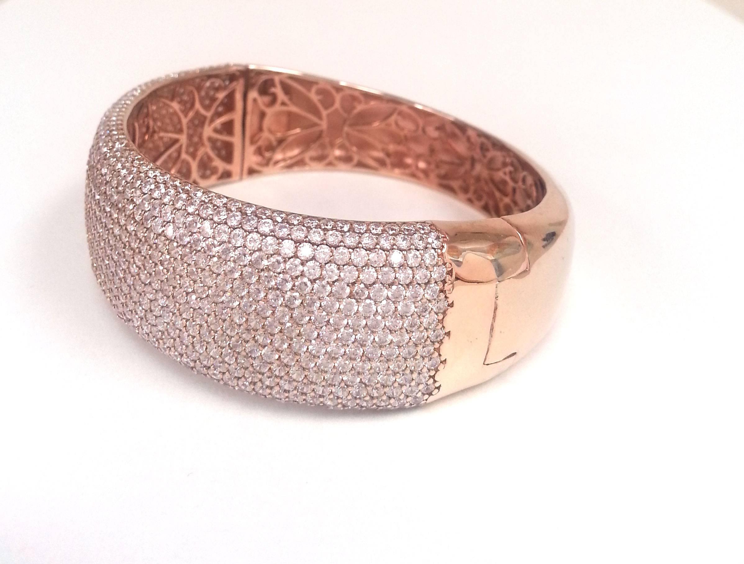 15 Row Micro Pave Diamond Gold Bangle Bracelet 1