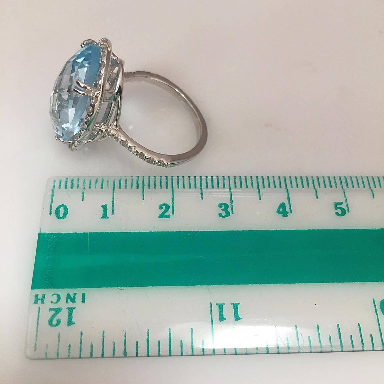 Emilio Jewelry 15.27 Carat Blue Topaz Diamond Gold Oval Ring 1