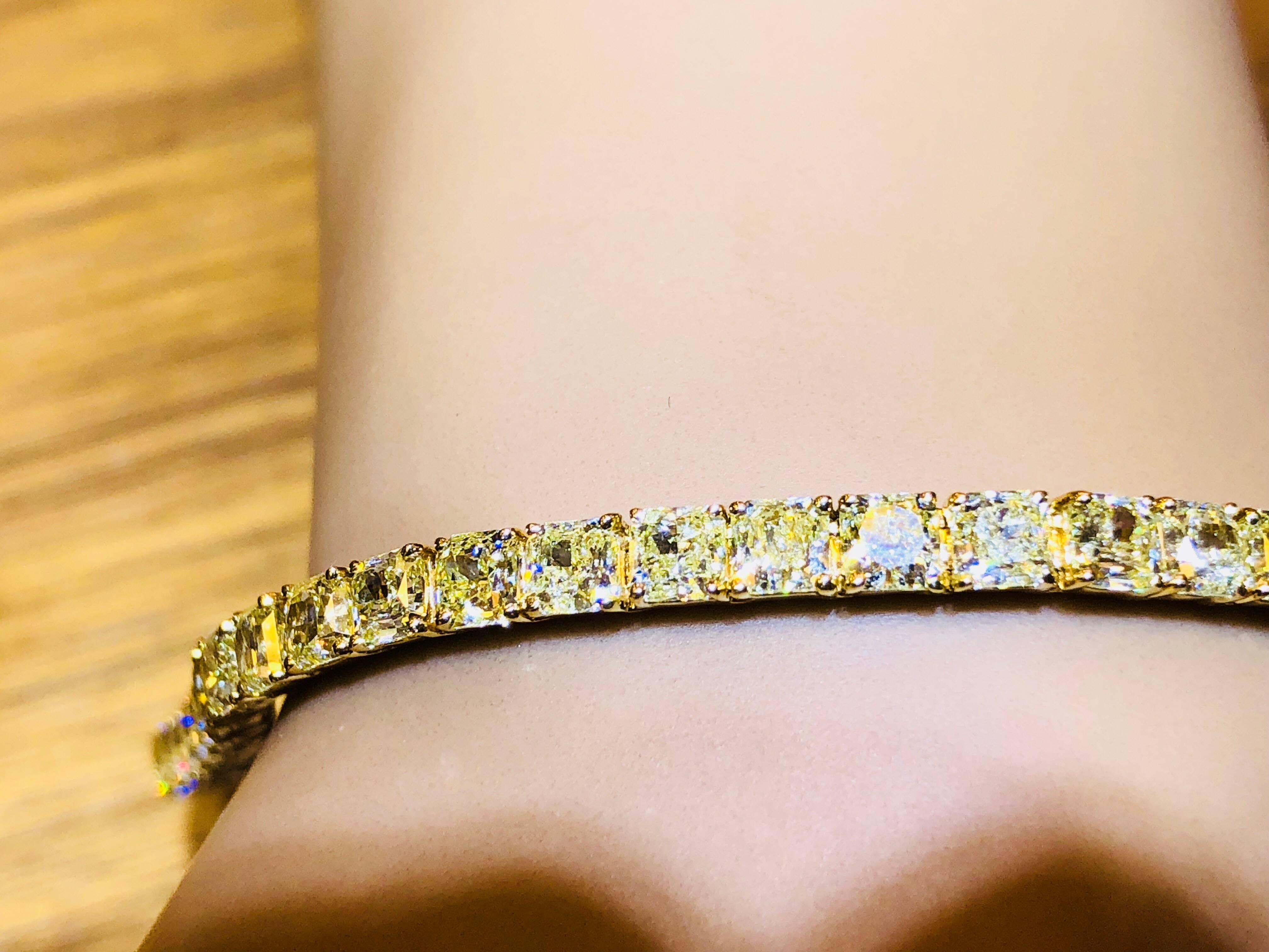 Emilio Jewelry 10.50 Carat Fancy Intense Radiant Yellow Diamond Bracelet 2