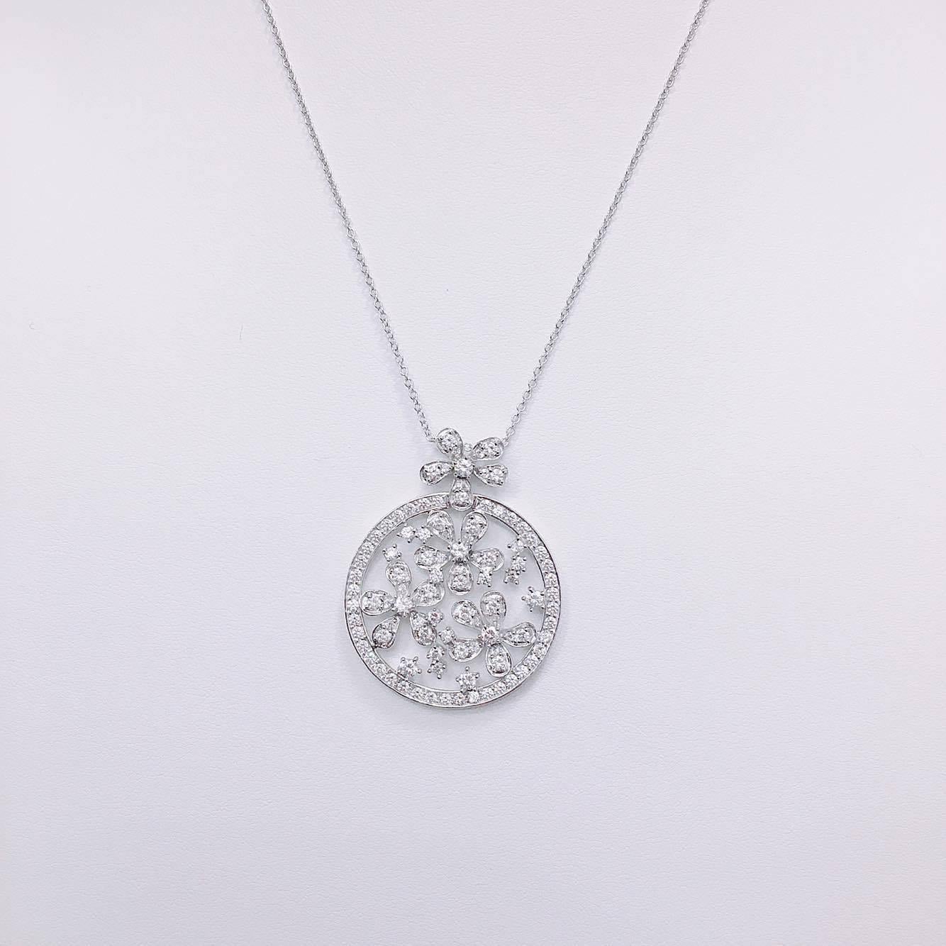 Approx. 2.18 carats total weight diamonds.The finest conflict free diamonds set in our unique diamond necklace. (Standard length is 17inch- 18inch, however we can alter this necklace to any size). 
18K White Gold also Available in Yellow or Rose. 