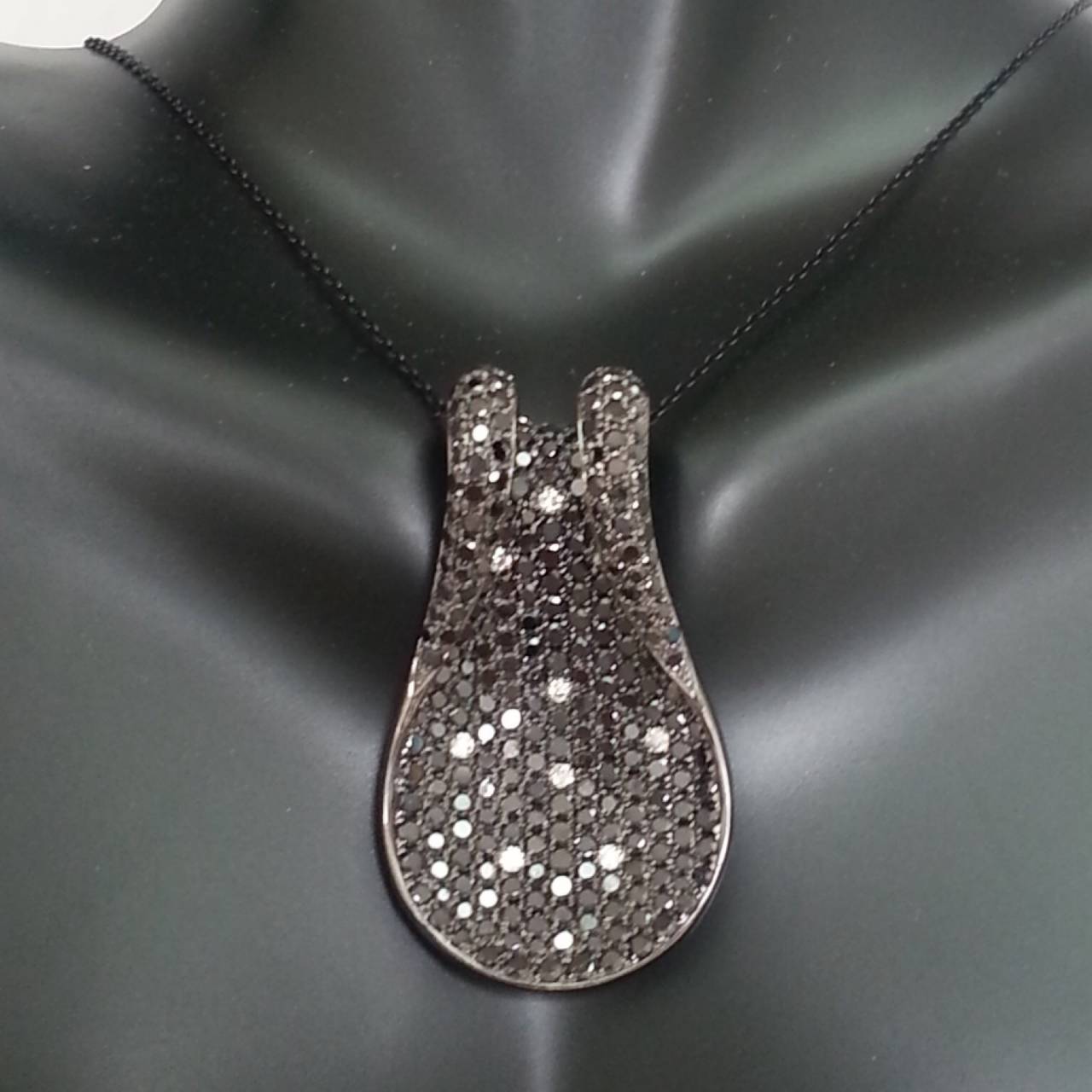 Emilio Jewelry Pave Black and White Diamond Pendant In New Condition In New York, NY