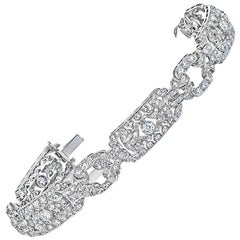 Emilio Jewelry 10.00 Carat Art Deco Style Design Diamond Platinum Bracelet