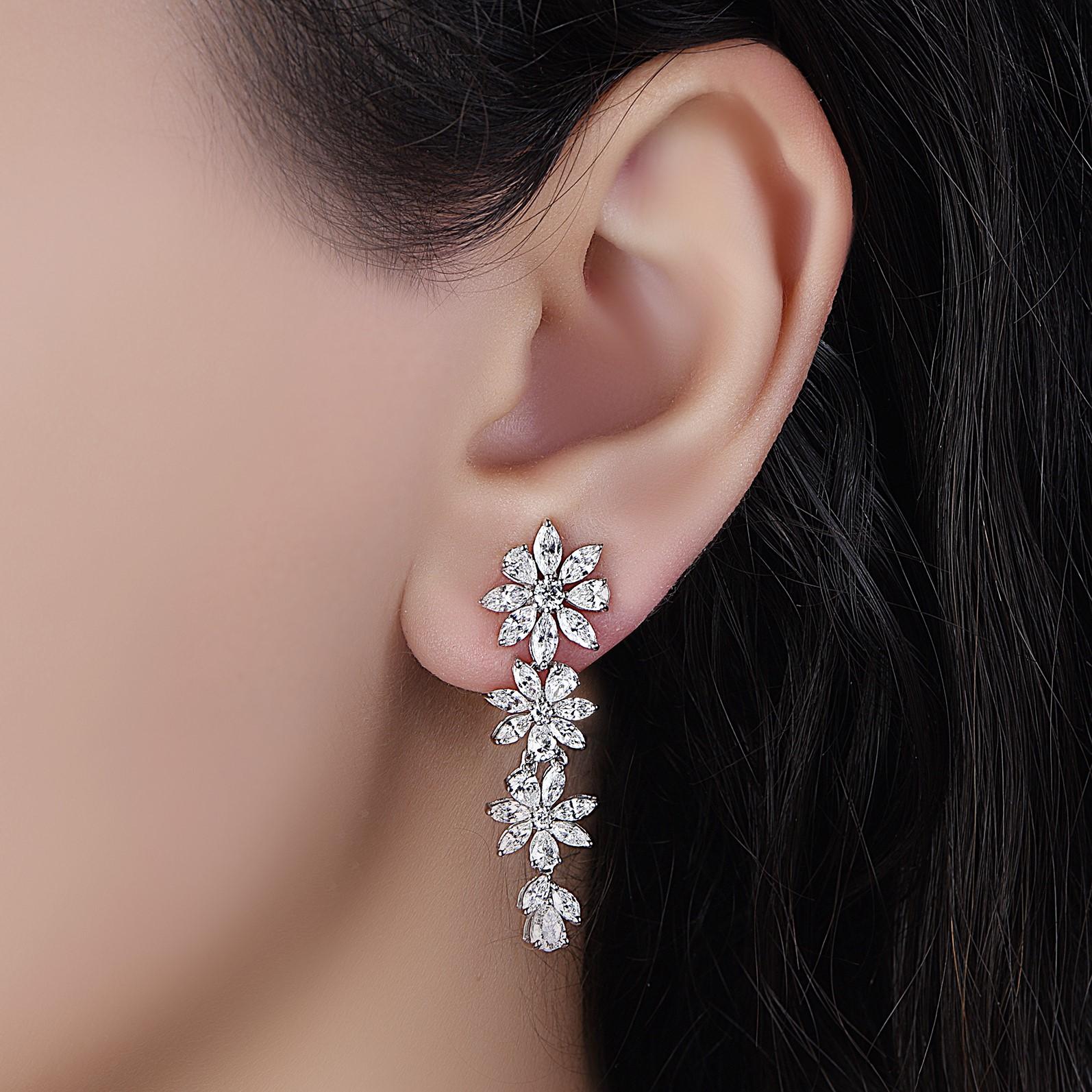 Women's Emilio Jewelry 3.86 Carat Marquise Diamond Earring
