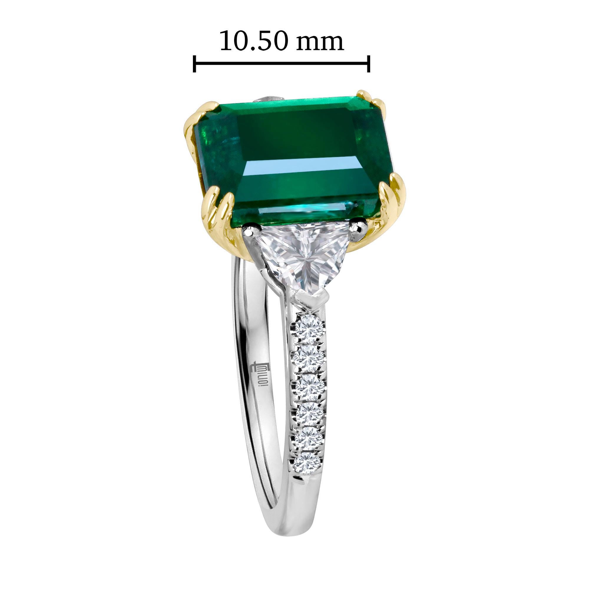 Women's Emilio Jewelry Certified 4.64 Carat Emerald Diamond Platinum Ring