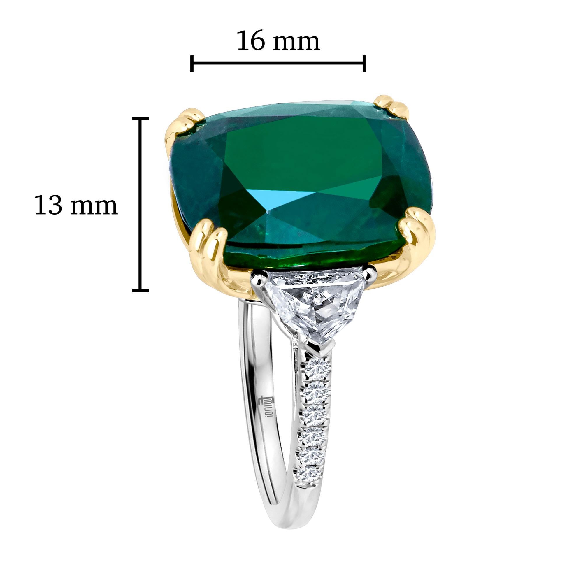 Emilio Jewelry 12.27 Carat Certified Genuine Emerald Diamond Ring For Sale 1
