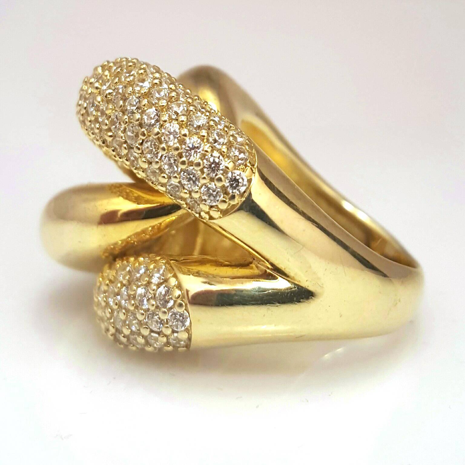 Micro Pave Diamond Gold Dome Ring  In New Condition In New York, NY