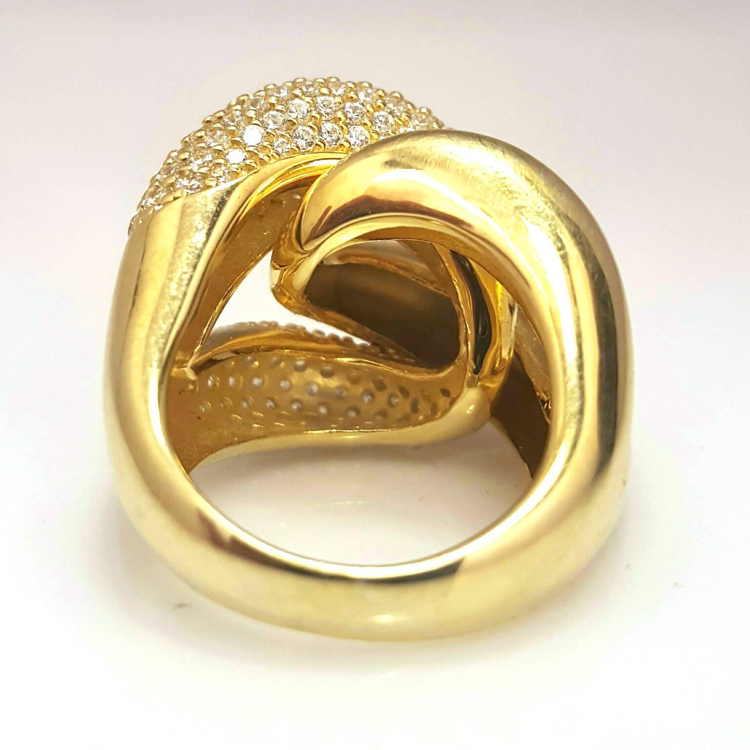 Women's Micro Pave Diamond Gold Dome Ring 