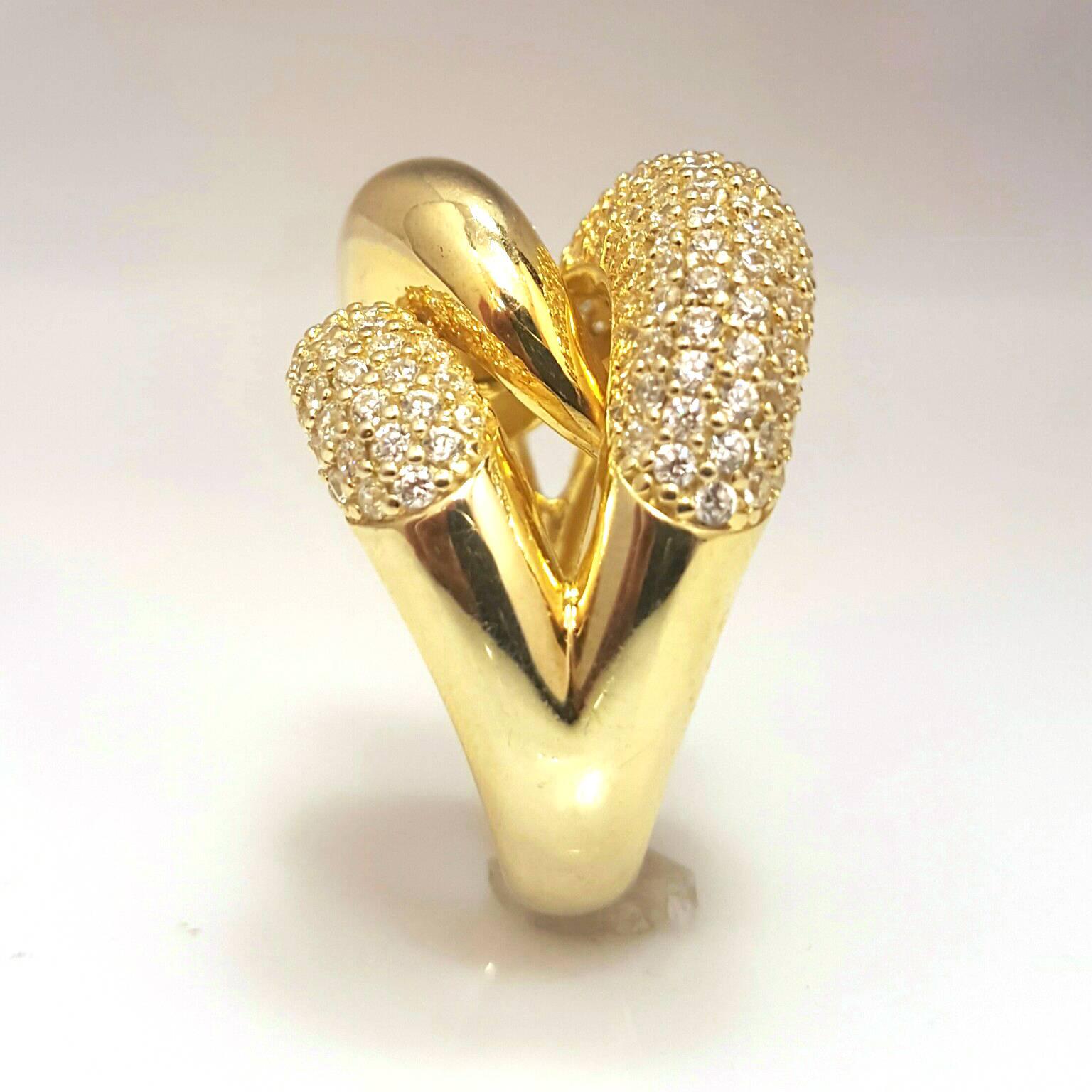 Micro Pave Diamond Gold Dome Ring  2