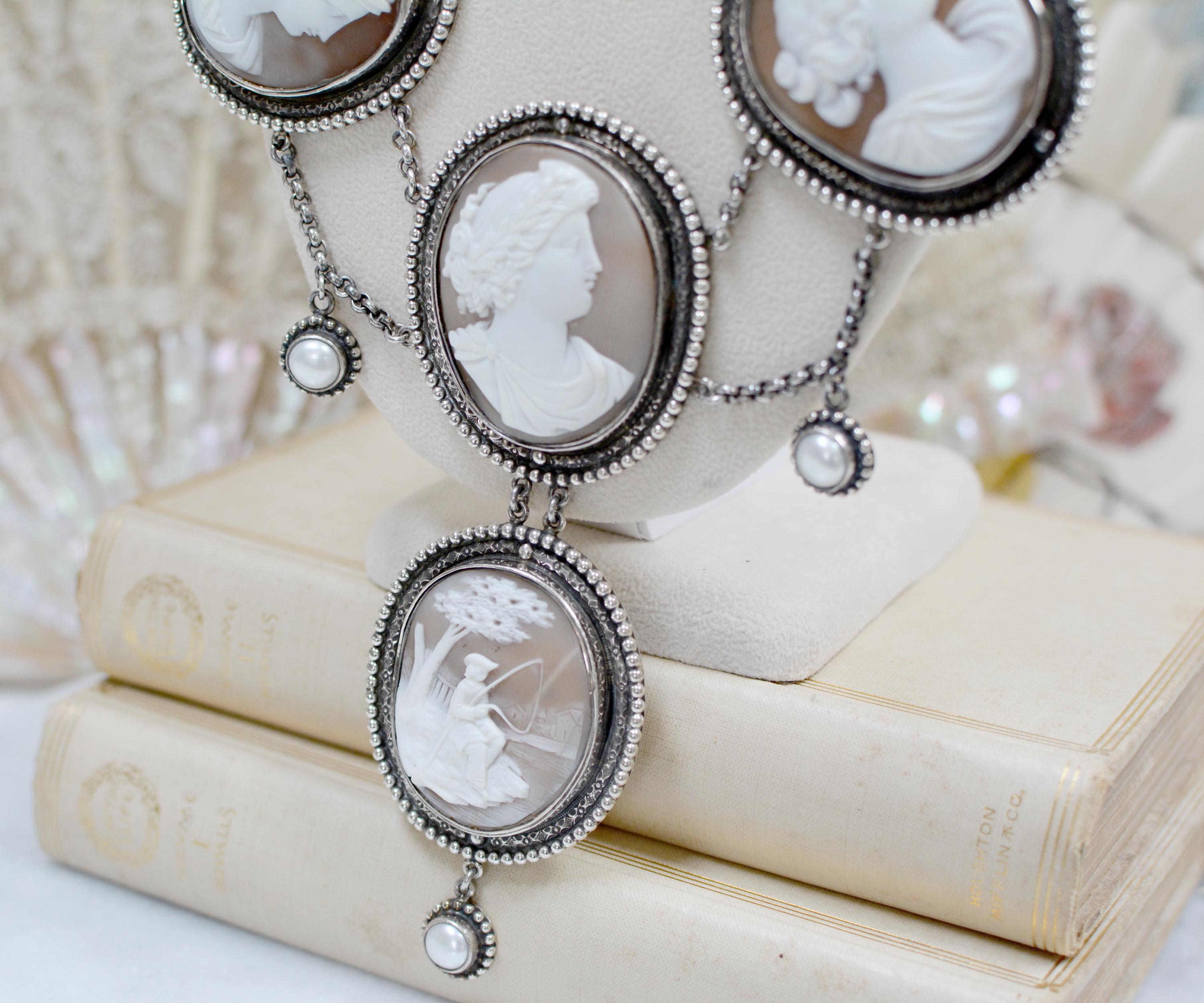Renaissance Jill Garber Elizabethan Style Necklace of the Gods with 19th Century Cameo Suite For Sale