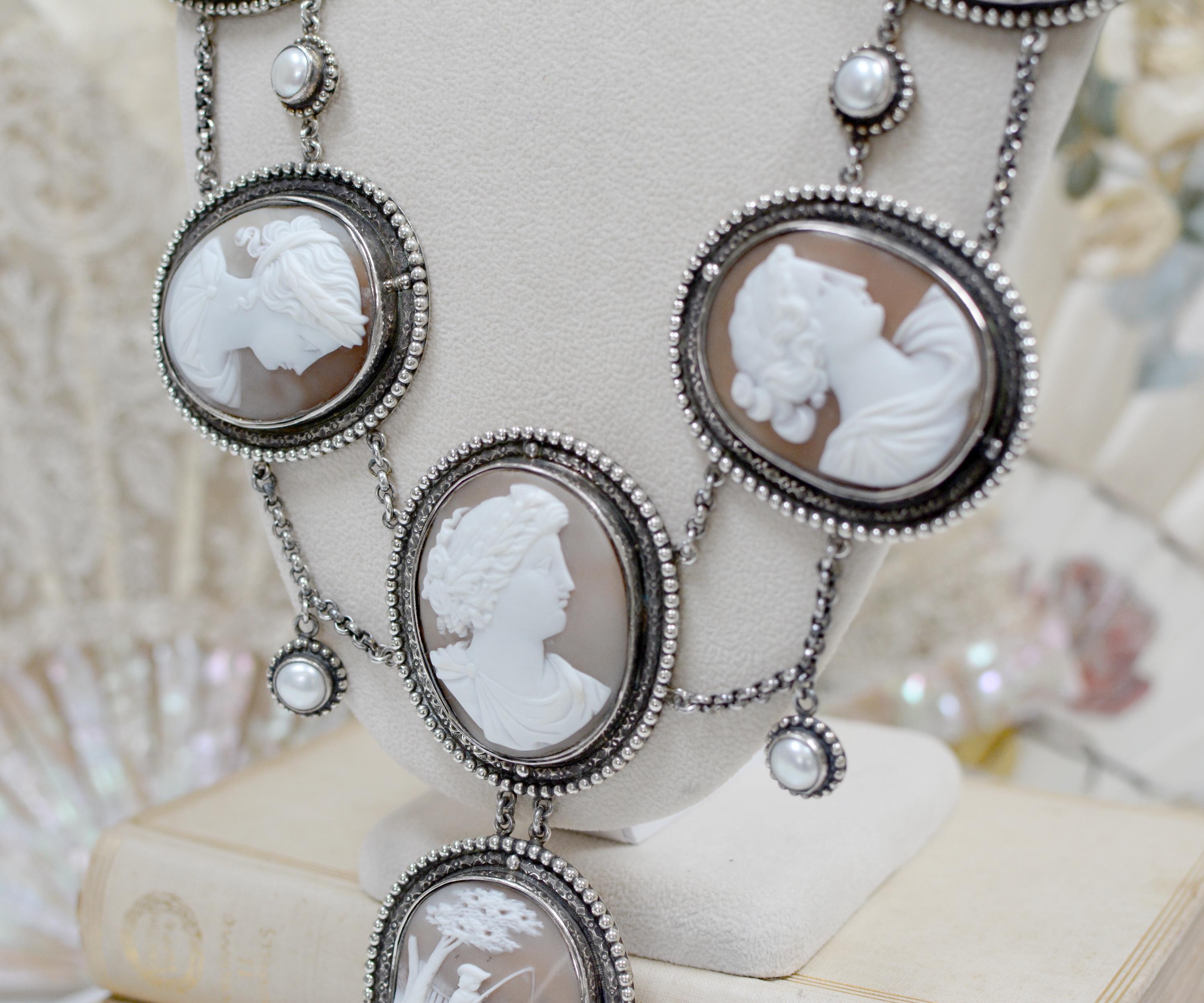 Women's or Men's Jill Garber Elizabethan Style Necklace of the Gods with 19th Century Cameo Suite For Sale