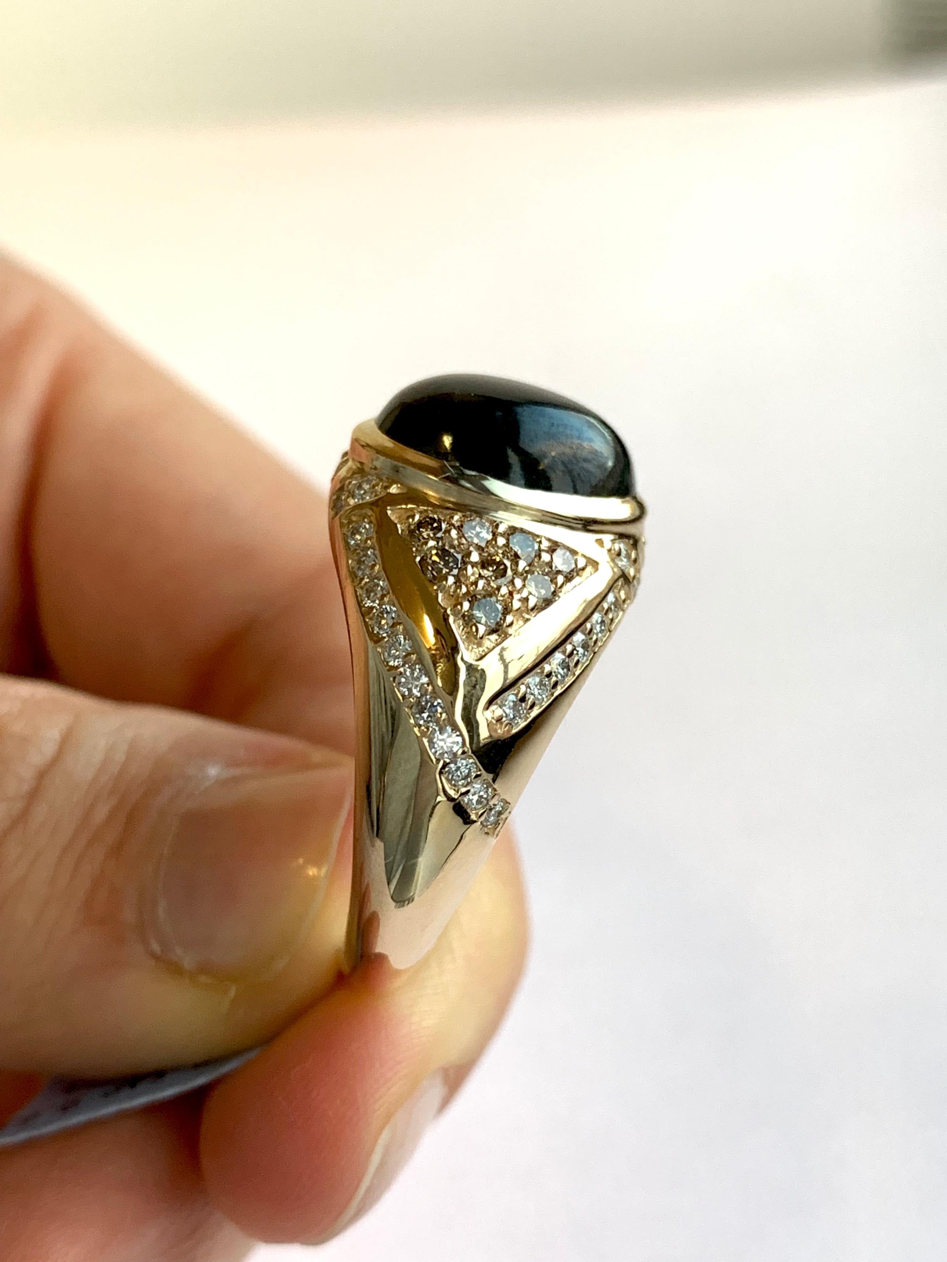 9.63 Carat Star Sapphire and Diamond Men’s Ring In New Condition In GREAT NECK, NY