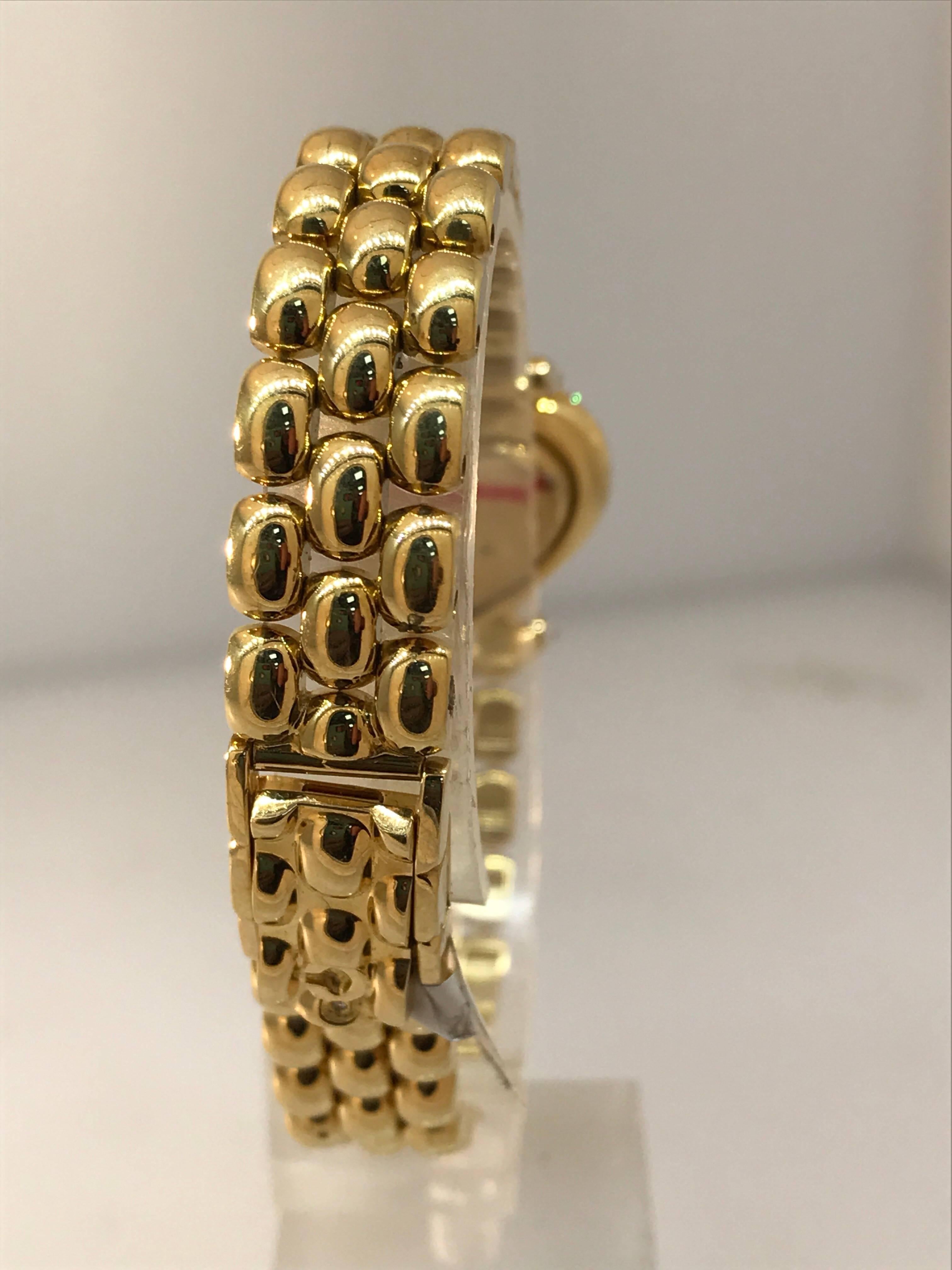 Women's Chopard Ladies Yellow Gold Diamond Heart Shaped Bracelet Wristwatch For Sale