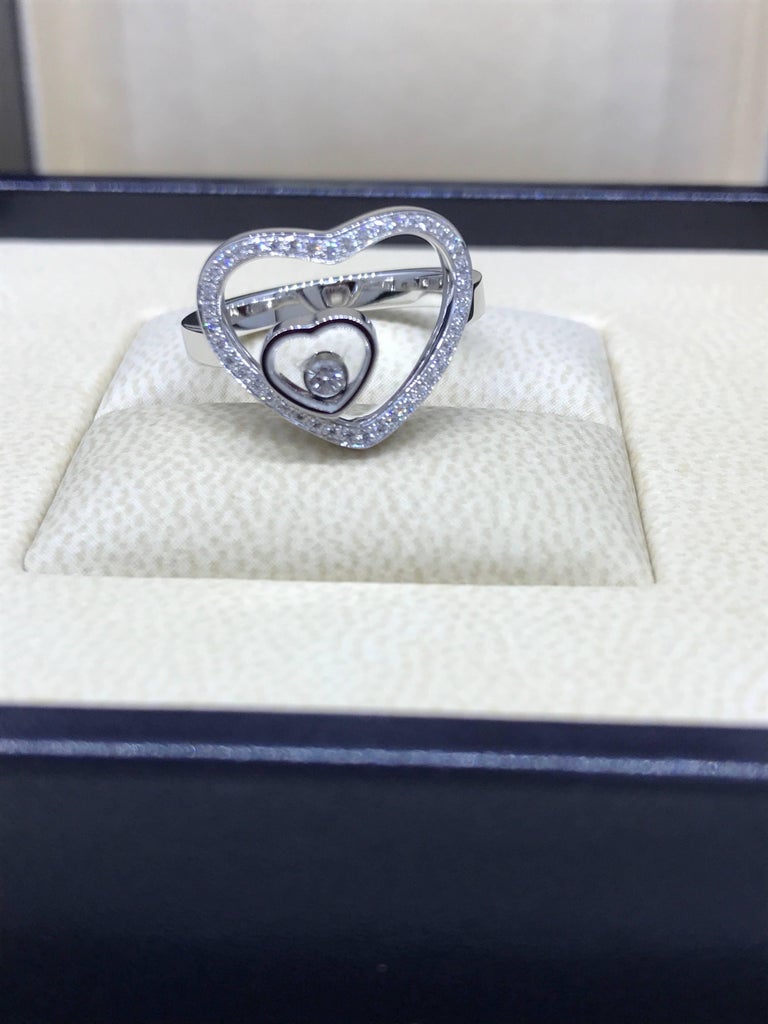 Chopard Happy Diamonds 18 Karat White Gold Diamond Heart Shaped Ring ...