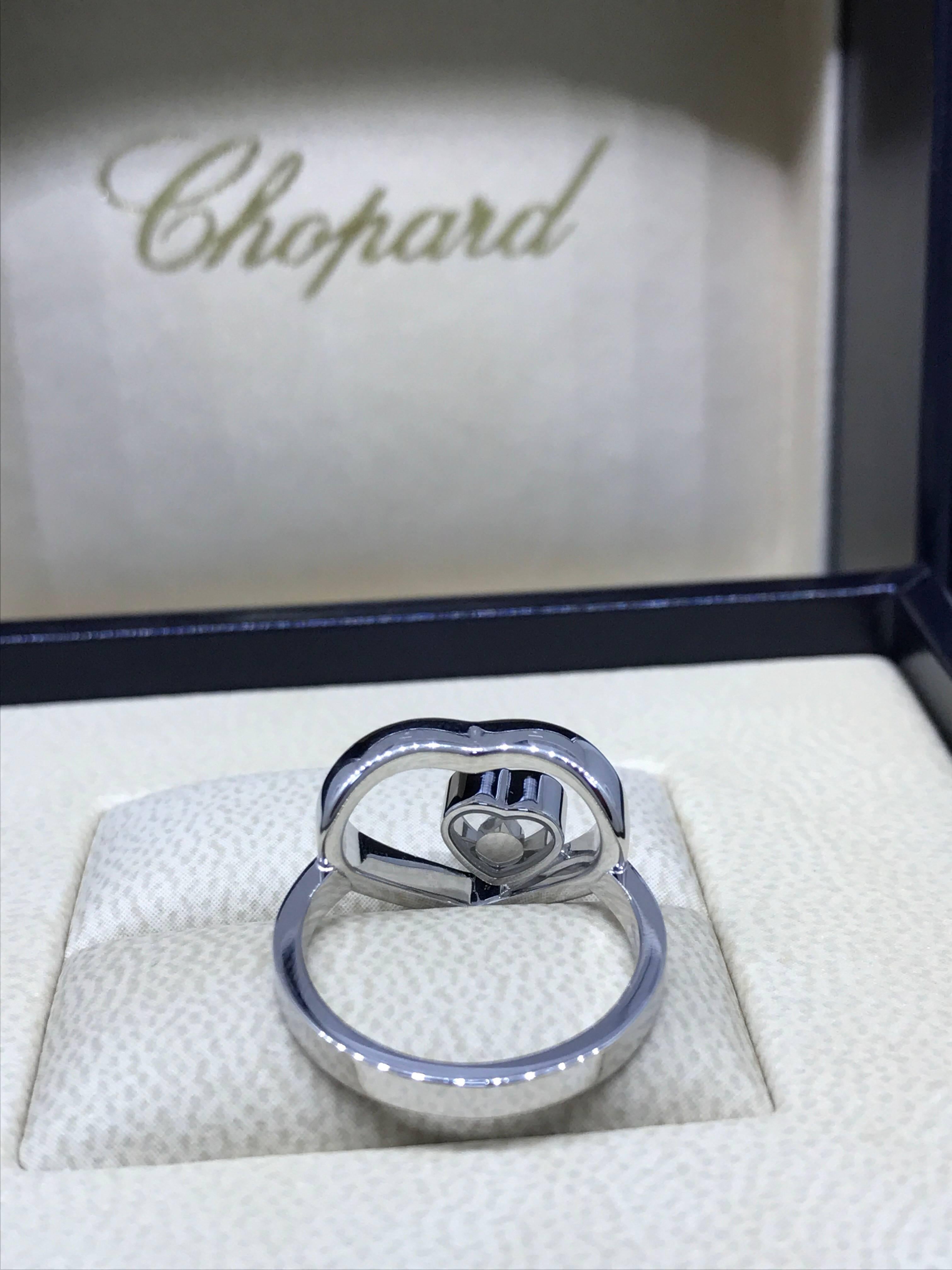 Chopard Happy Diamonds 18 Karat White Gold Diamond Heart Shaped Ring For Sale 3