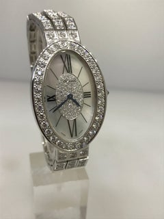 Chopard Ladies White Gold Pave Diamond Les Classiques Oval Wristwatch