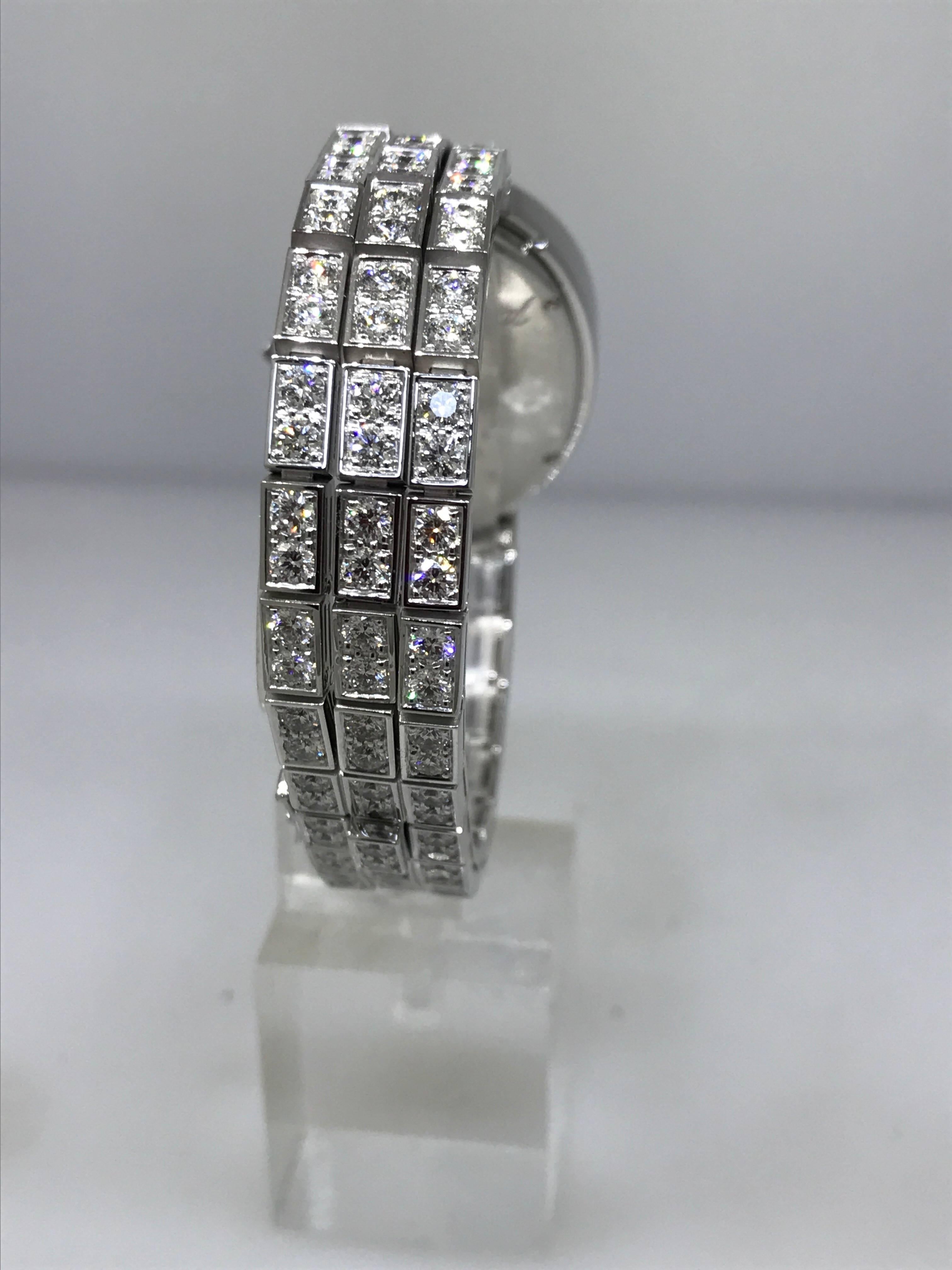 Women's Chopard Ladies White Gold Pave Diamond Les Classiques Oval Wristwatch  For Sale
