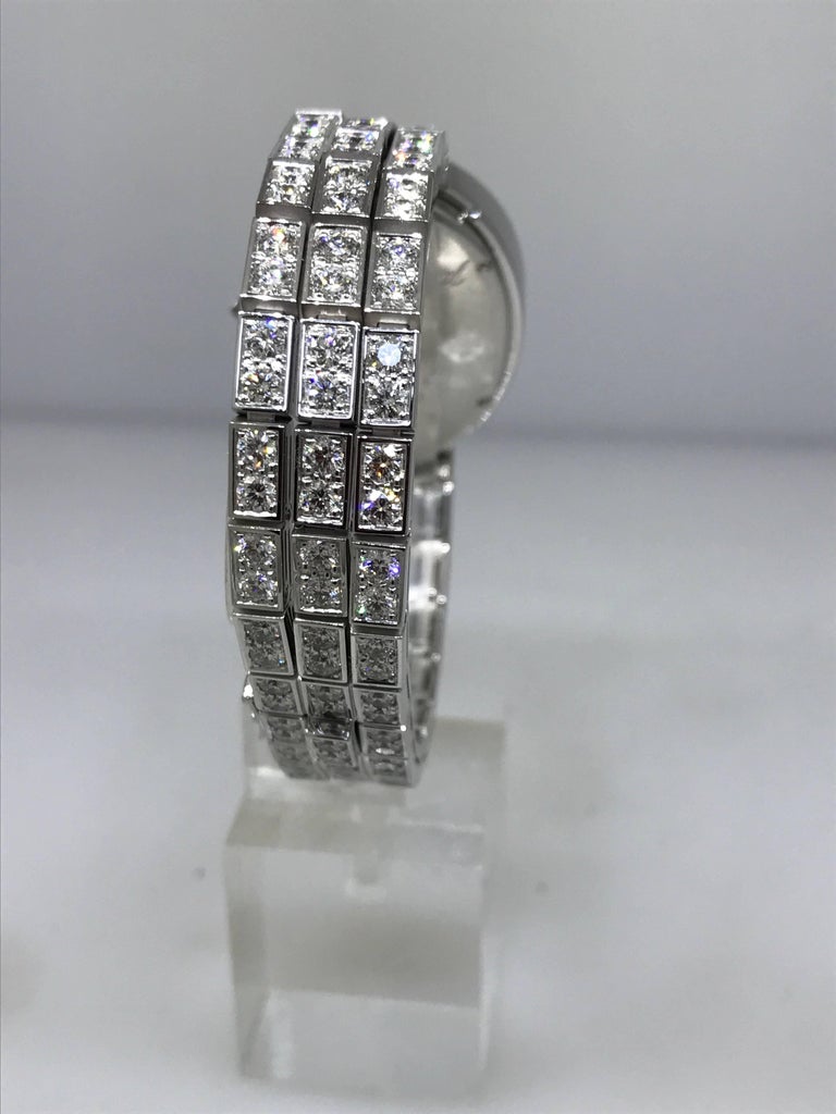 Chopard Ladies White Gold Pave Diamond Les Classiques Oval Wristwatch ...