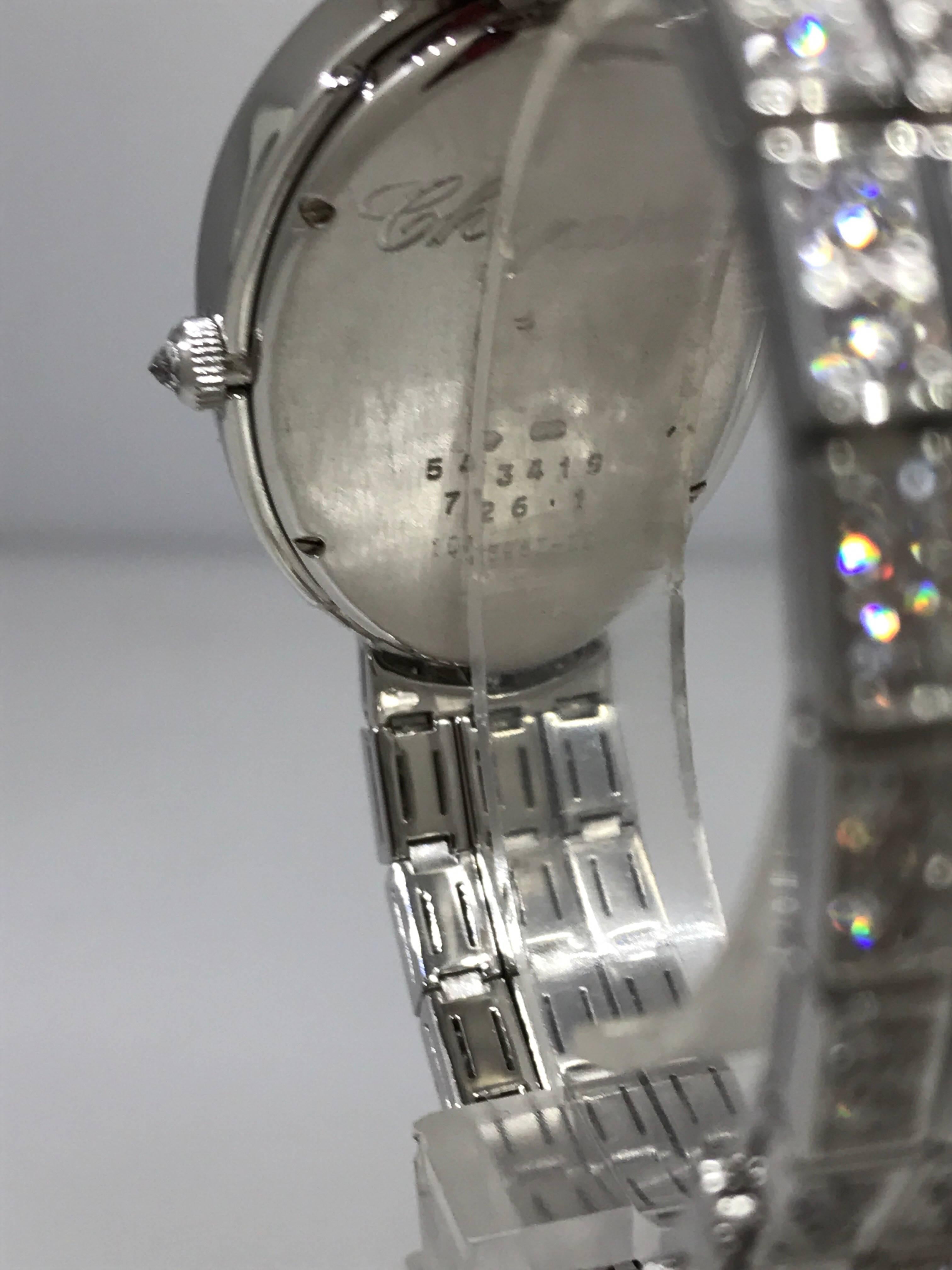 Chopard Ladies White Gold Pave Diamond Les Classiques Oval Wristwatch  For Sale 5