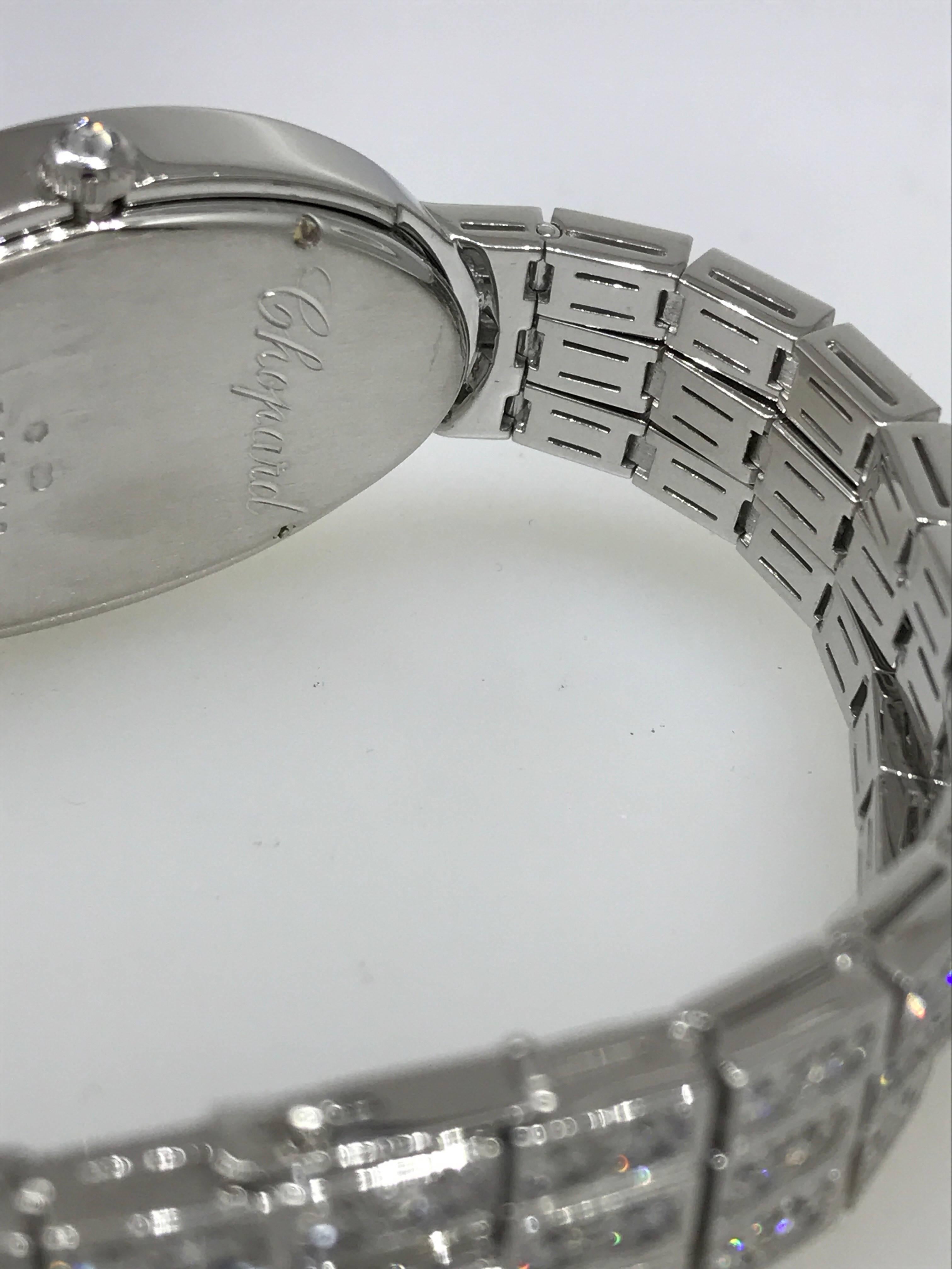 Chopard Ladies White Gold Pave Diamond Les Classiques Oval Wristwatch  For Sale 6